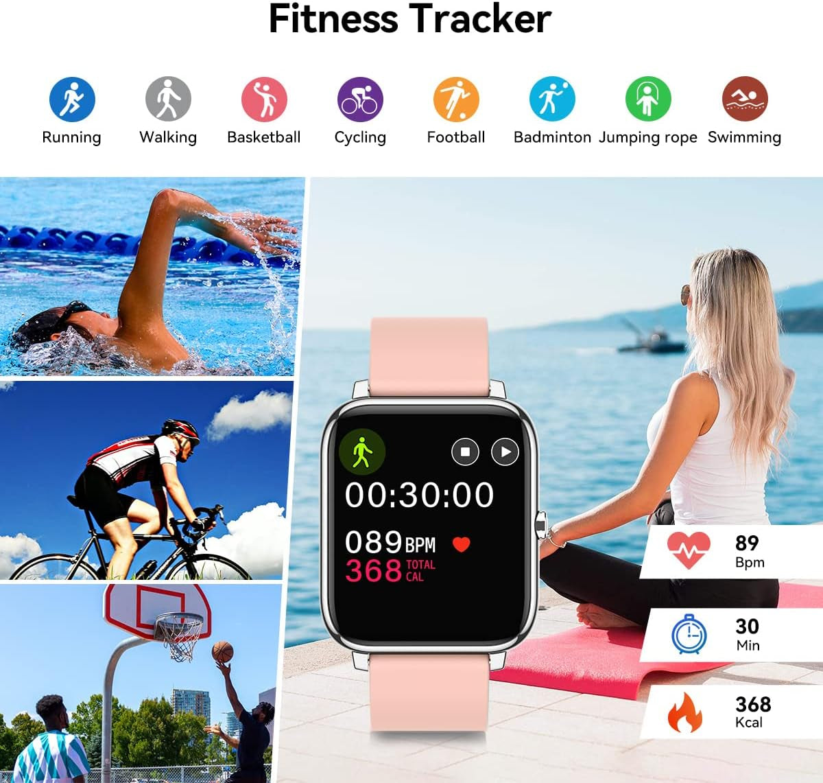 Chic Women's Smart Watch - 1.4" Touchscreen Fitness Tracker with Heart Rate & Blood Pressure Monitor, IP68 Waterproof, Compatible with Android & iOS - Perfect Activity Tracker for Running and Steps