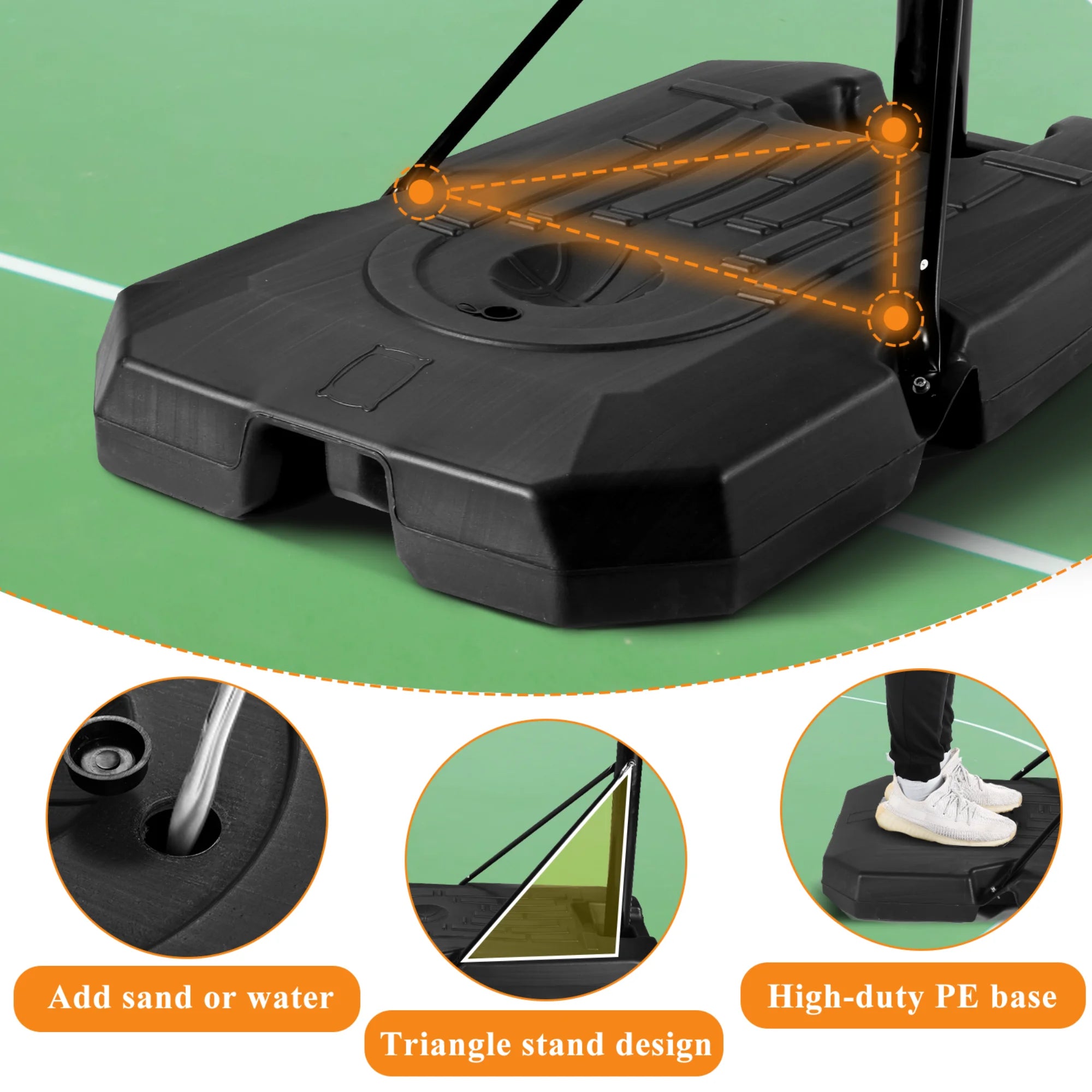 Adjustable 44" Portable Basketball Hoop - Perfect for Indoor & Outdoor Family Fun! Large Backboard & Stable Base for All Ages