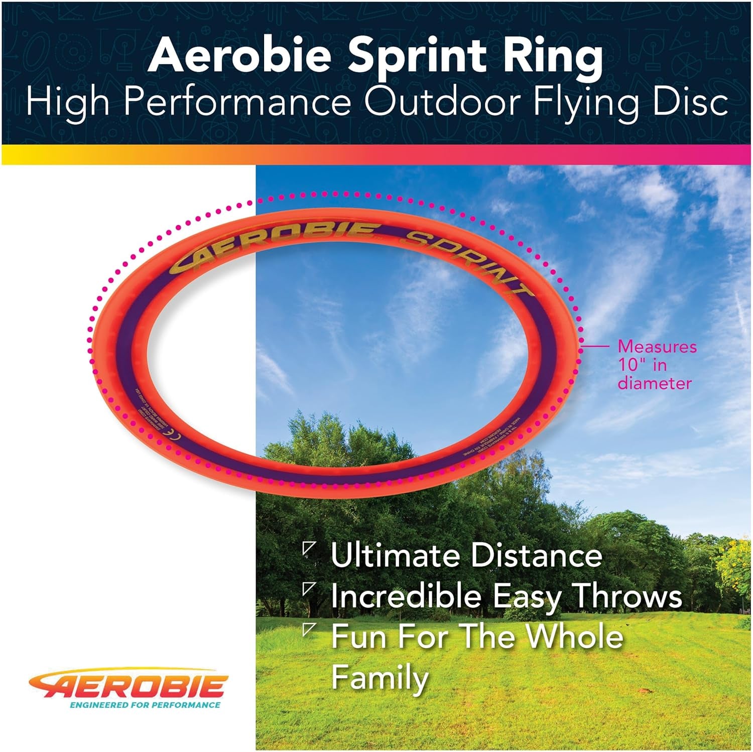 Sprint Ring 10-Inch Orange Outdoor Flying Disc - Perfect for Fun in the Sun!