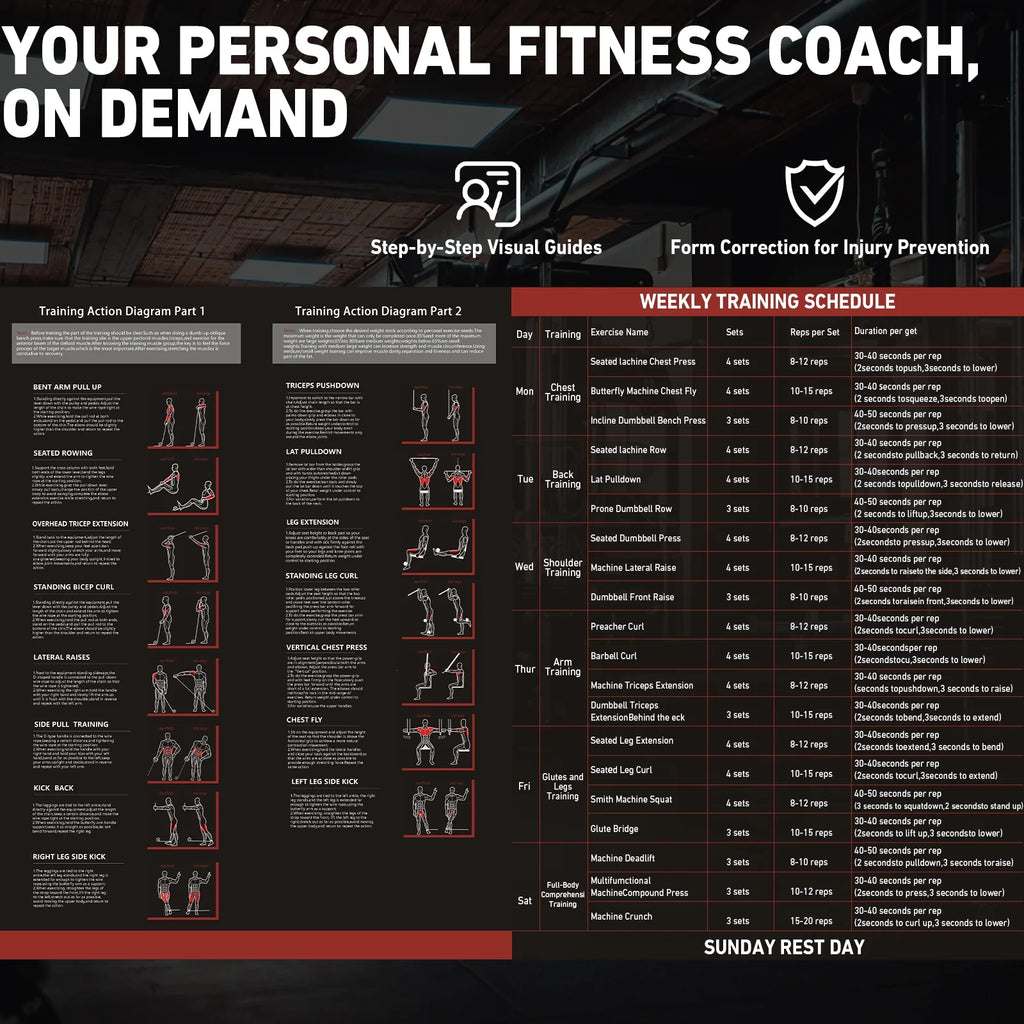 Maximize Your Workout: All-in-One Home Gym System with 105LBS Weight Stack for Total Body Strength Training