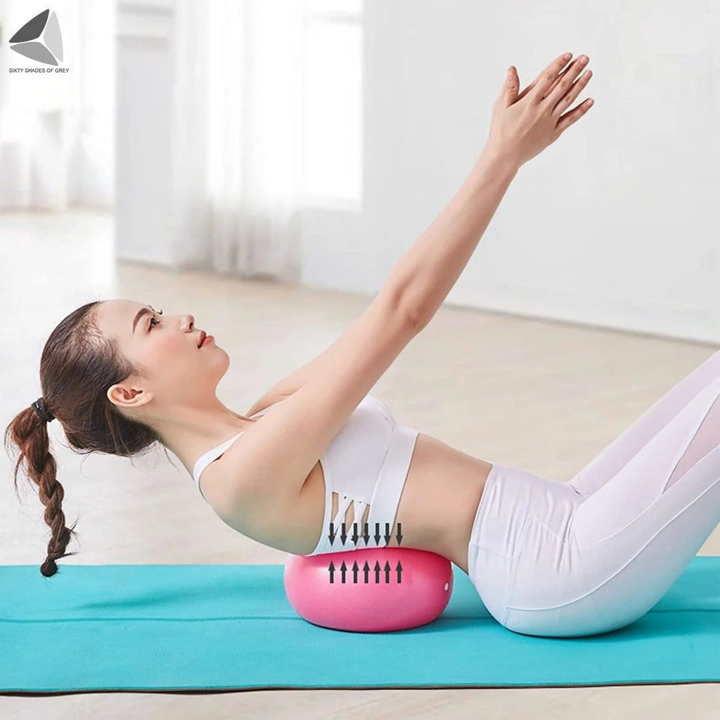 9.84 Inch Anti-Burst Pilates Ball – Mini Stability & Core Trainer with Inflatable Straw for Yoga, Barre, and Physical Therapy (Blue)