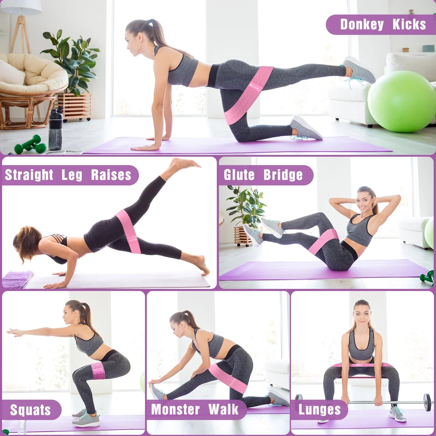 Ultimate Resistance Bands for Glutes and Legs - Non-Slip Elastic Workout Bands for Women, 3 Levels for Effective Squat and Hip Training