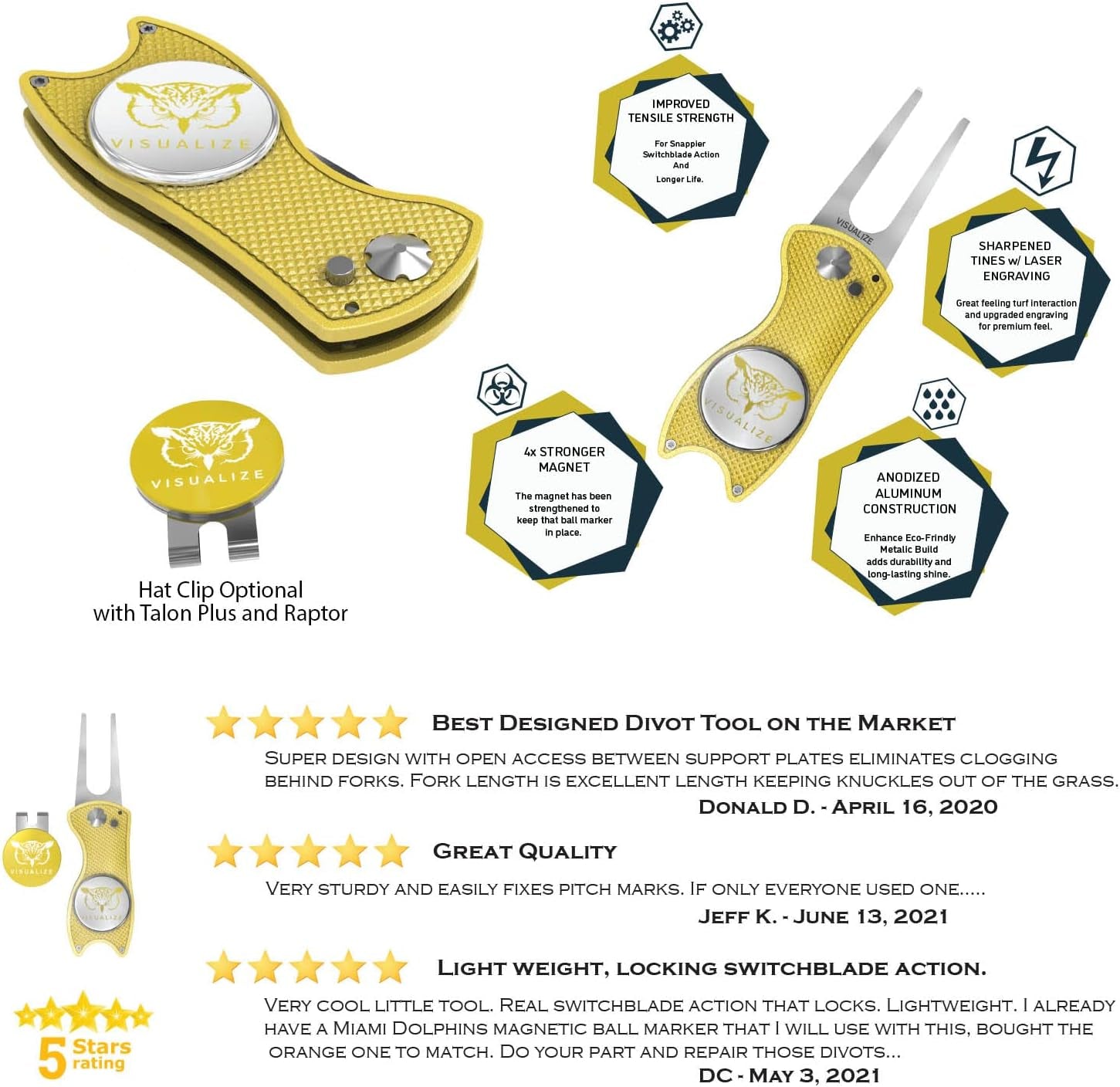 Elite Switchblade Golf Divot Repair Tool Set with Ball Marker - Premium Anodized Aluminum - Ideal Gift for Golf Enthusiasts
