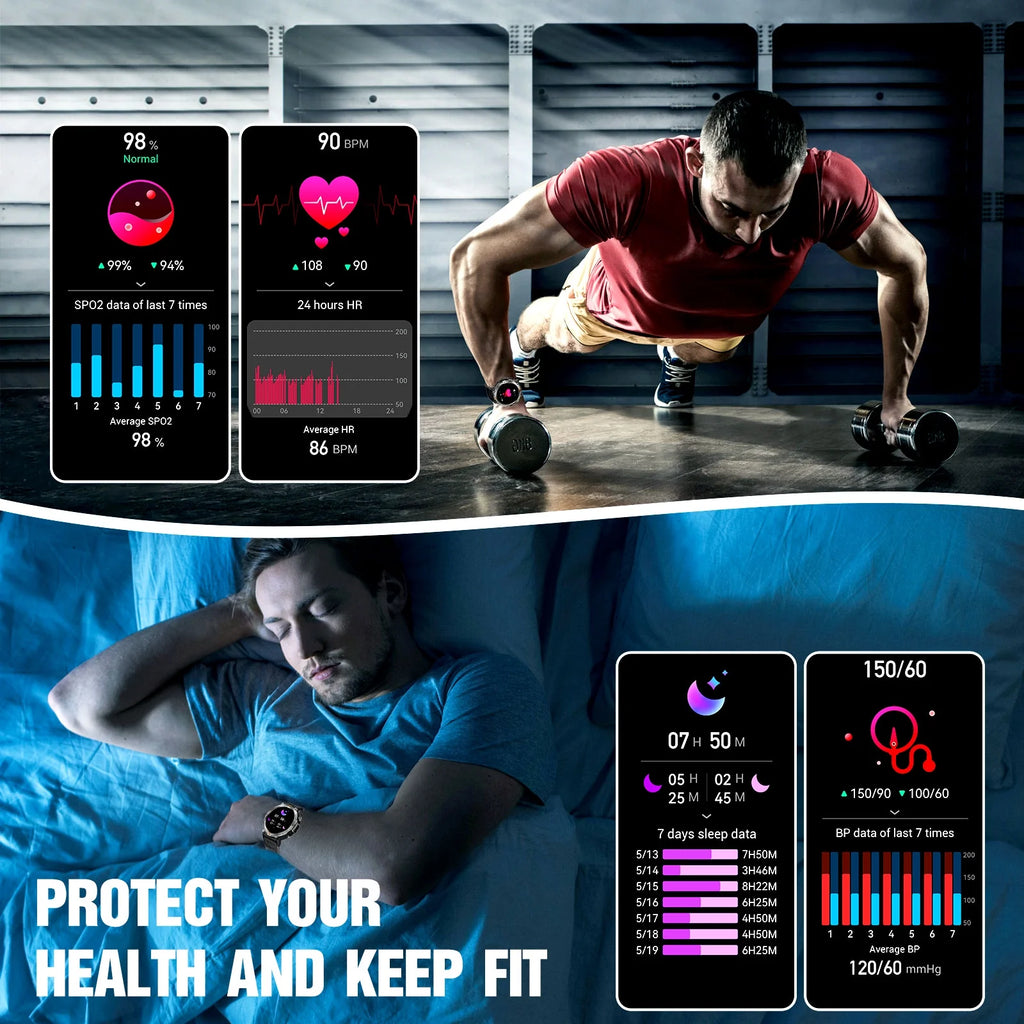 Rugged Smart Watch with Bluetooth - 1.45 Inch Display & Durable Black Sport Band