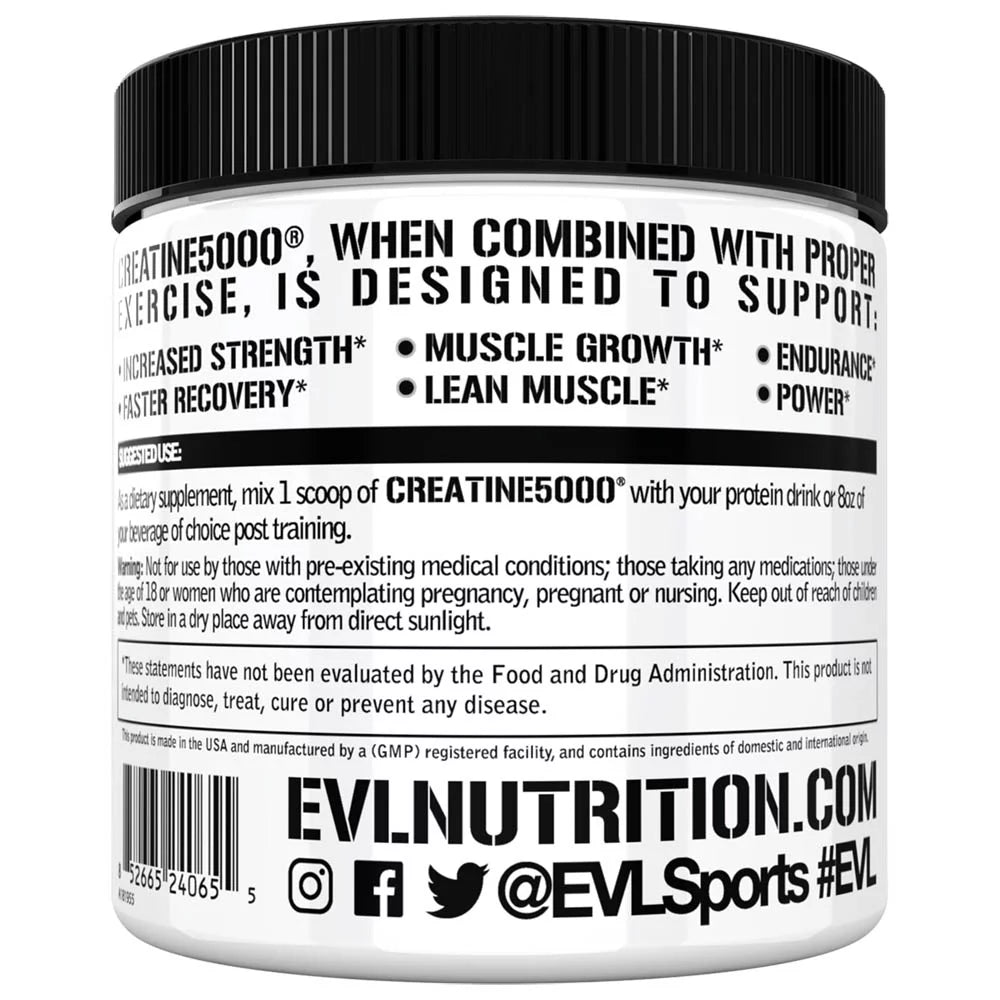 Creatine 5000 - Unflavored Performance Powder for Rapid Recovery & Lean Muscle Growth - 5000mg Pure Creatine Monohydrate per Serving - 60 Servings
