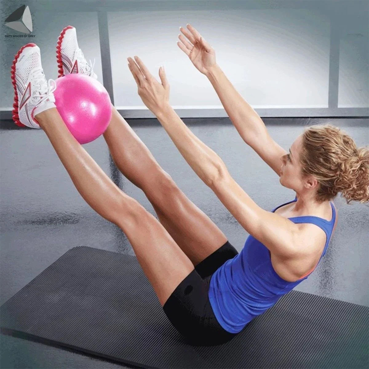 9.84 Inch Anti-Burst Pilates Ball – Mini Stability & Core Trainer with Inflatable Straw for Yoga, Barre, and Physical Therapy (Blue)
