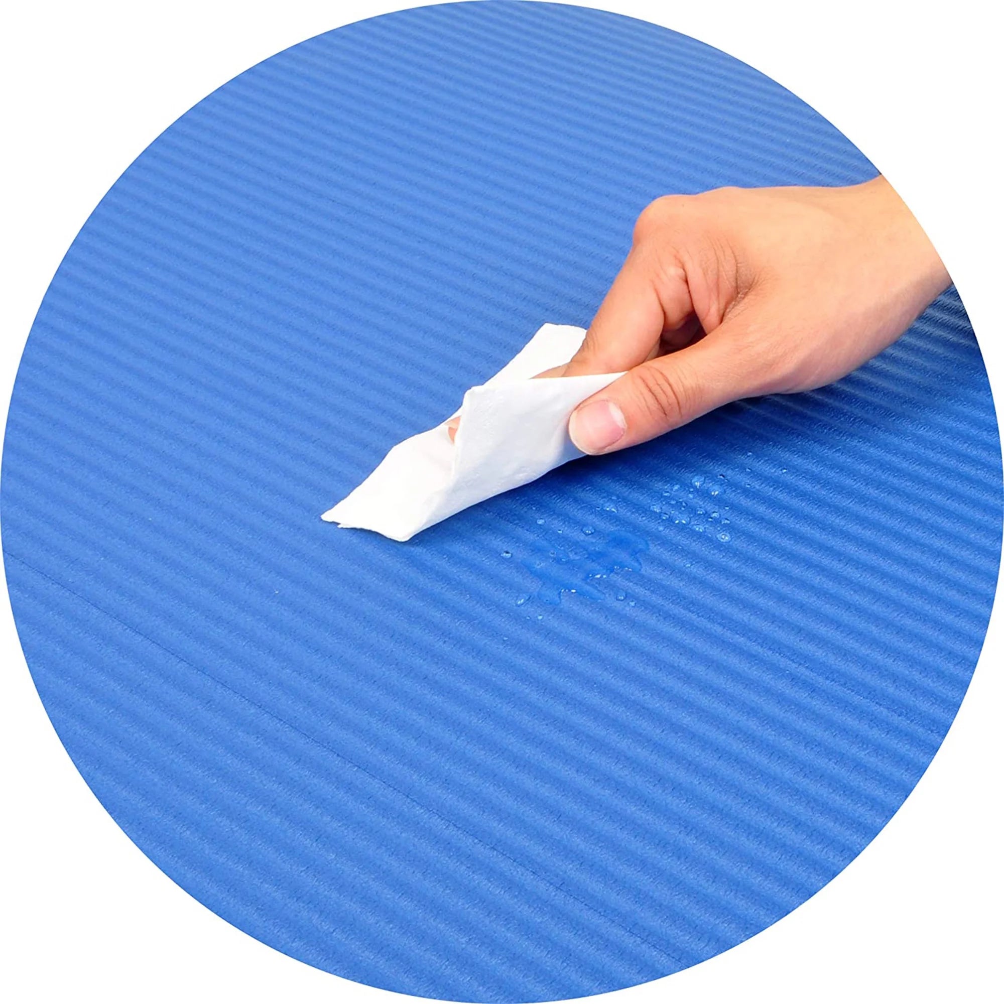 Premium 1-Inch Extra Thick High Density Anti-Tear Yoga Mat with Convenient Carrying Strap - Blue