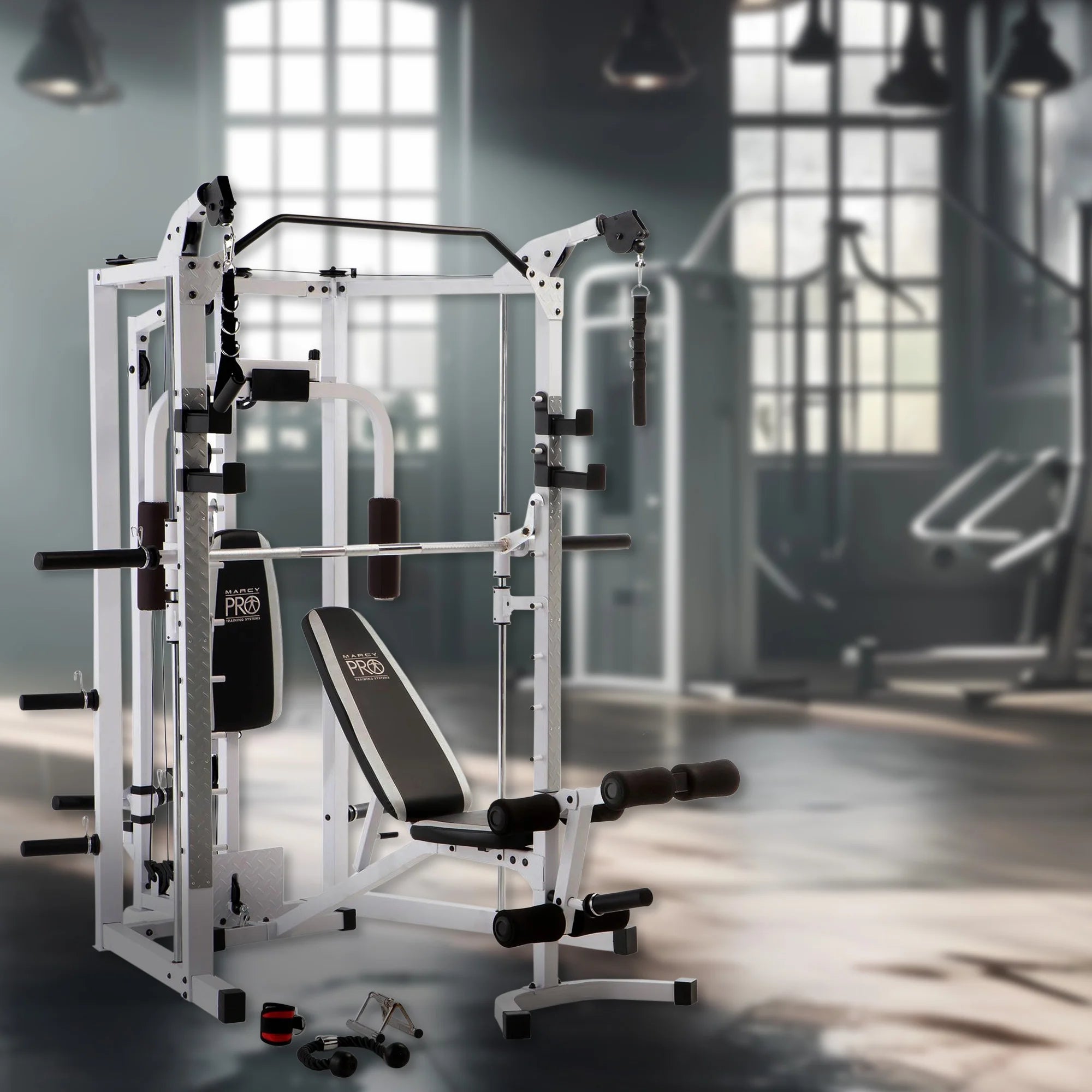 All-in-One Home Gym Workout Equipment - Full Body Fitness Solution in White
