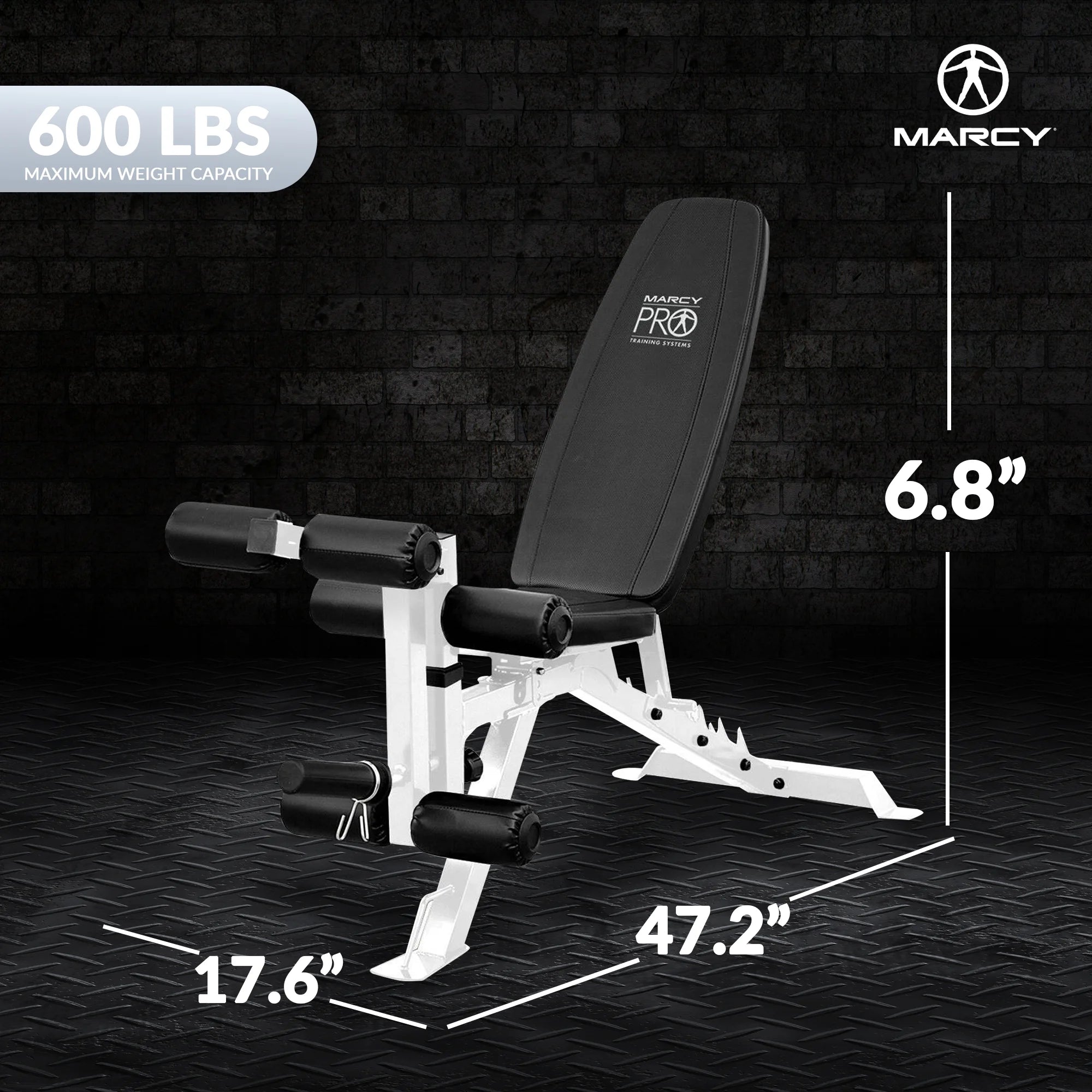 Versatile Foldable Weight Bench with Adjustable Leg Extension - Sleek White/Black Design