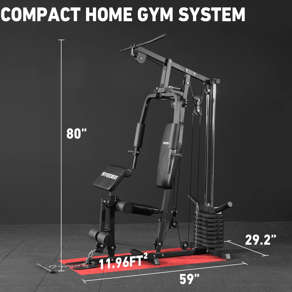 Maximize Your Workout: All-in-One Home Gym System with 105LBS Weight Stack for Total Body Strength Training