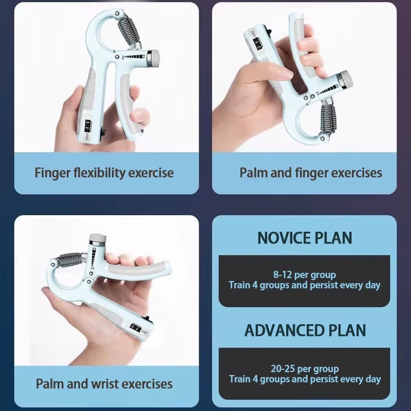 Adjustable Hand Grip Strengthener - 5-60Kg with Counter for Wrist, Forearm & Hand Muscle Building