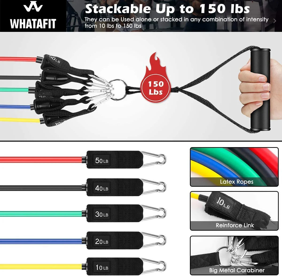 Ultimate 150Lbs Resistance Bands Set - Versatile Exercise Bands with Handles for Home Strength Training for Men and Women!