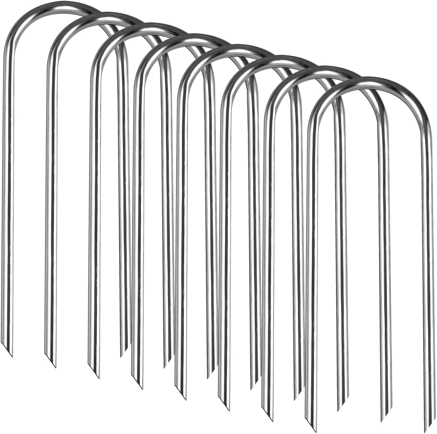 Heavy Duty U-Type Wind Stakes - 12 Inch Galvanized Steel Ground Anchors for Trampolines, Soccer Goals, Camping Tents & Garden Decor (Pack of 8)