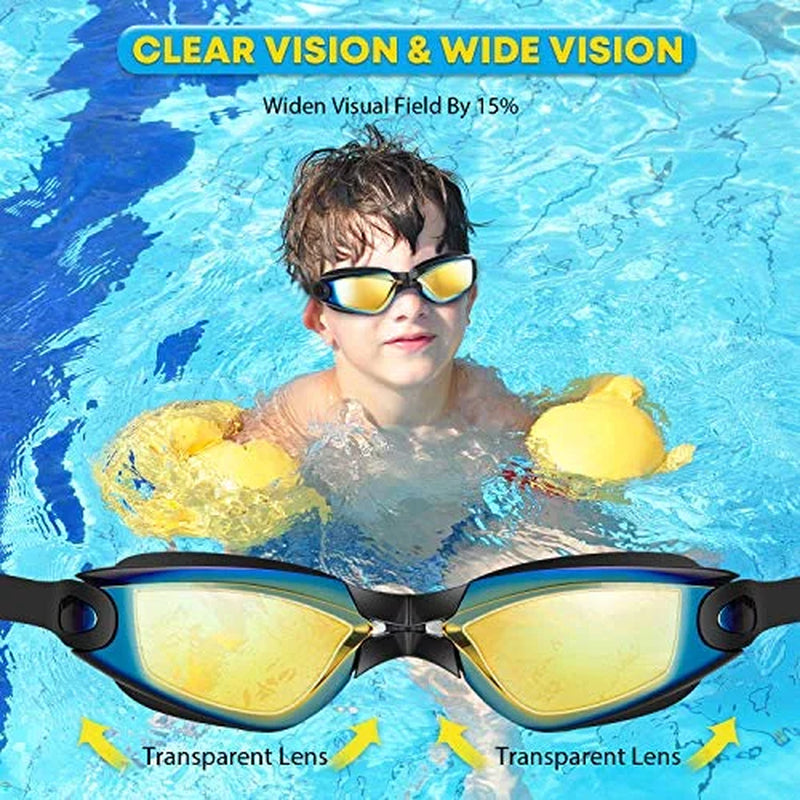 Premium Kids Swim Goggles - Anti-Fog, Leak-Proof Design for Clear Vision - Stylish Black for Young Swimmers