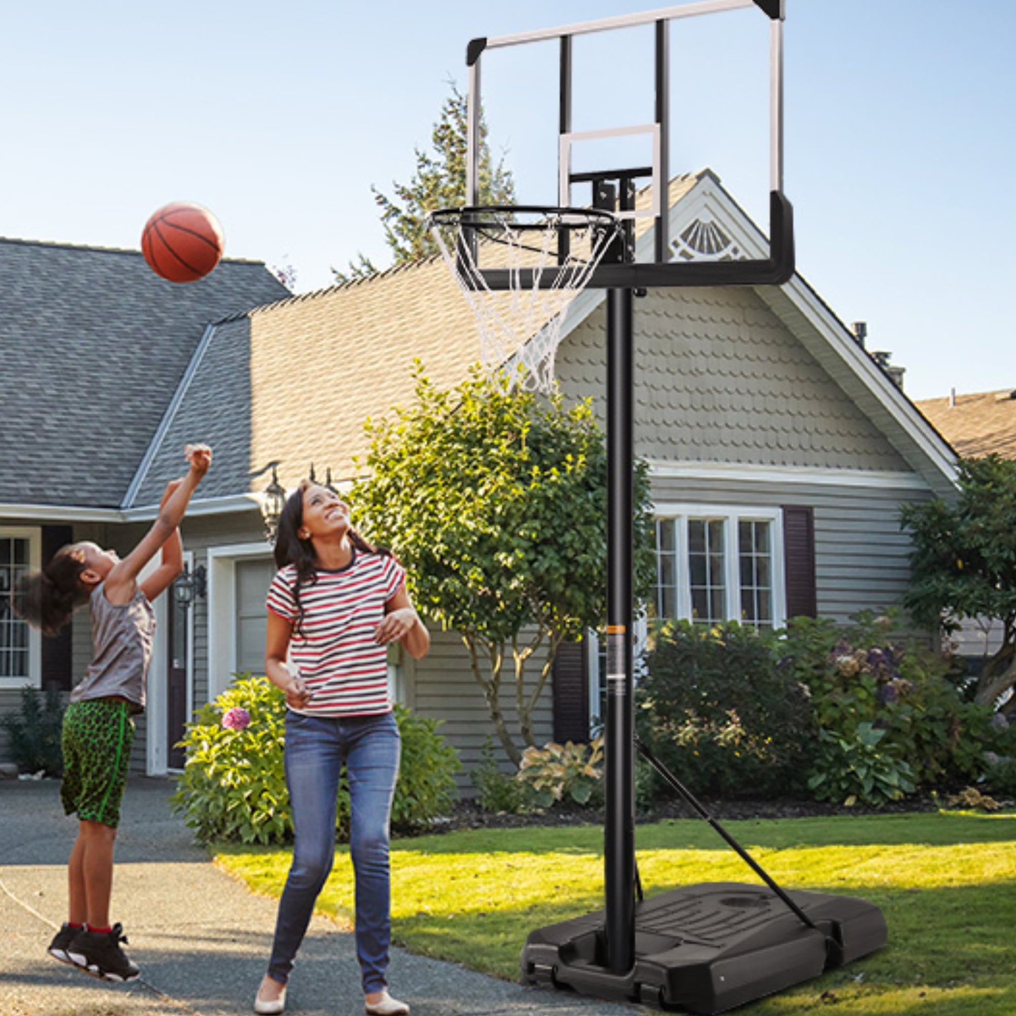 Adjustable 44" Portable Basketball Hoop - Perfect for Indoor & Outdoor Family Fun! Large Backboard & Stable Base for All Ages