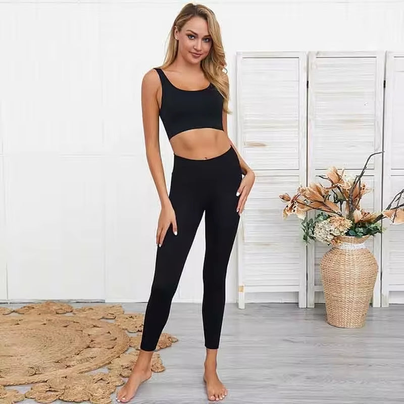 Elevate Your Workout: 2-Piece Seamless Hyperflex Women’s Athletic Set with Long Sleeve Crop Top and High Waist Leggings