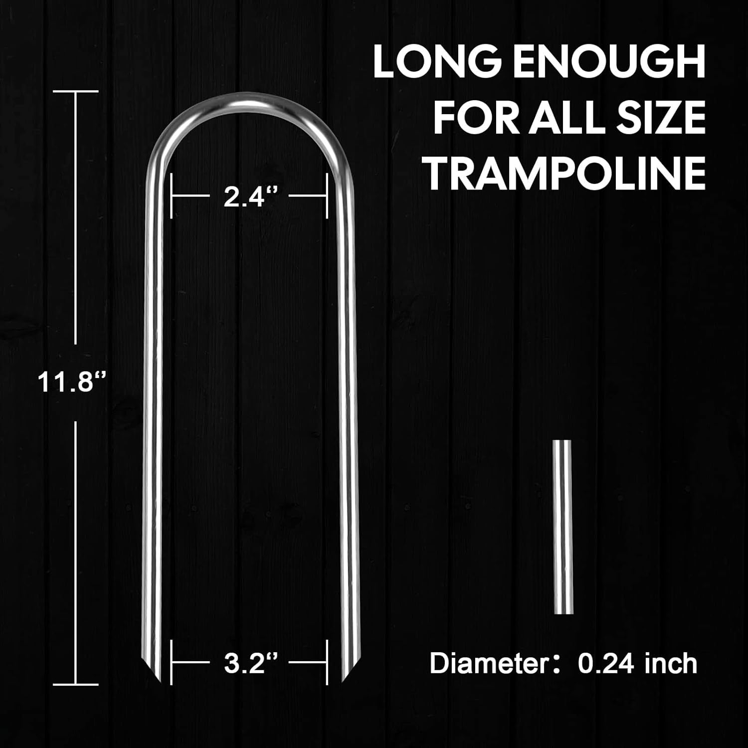 Heavy Duty U-Type Wind Stakes - 12 Inch Galvanized Steel Ground Anchors for Trampolines, Soccer Goals, Camping Tents & Garden Decor (Pack of 8)