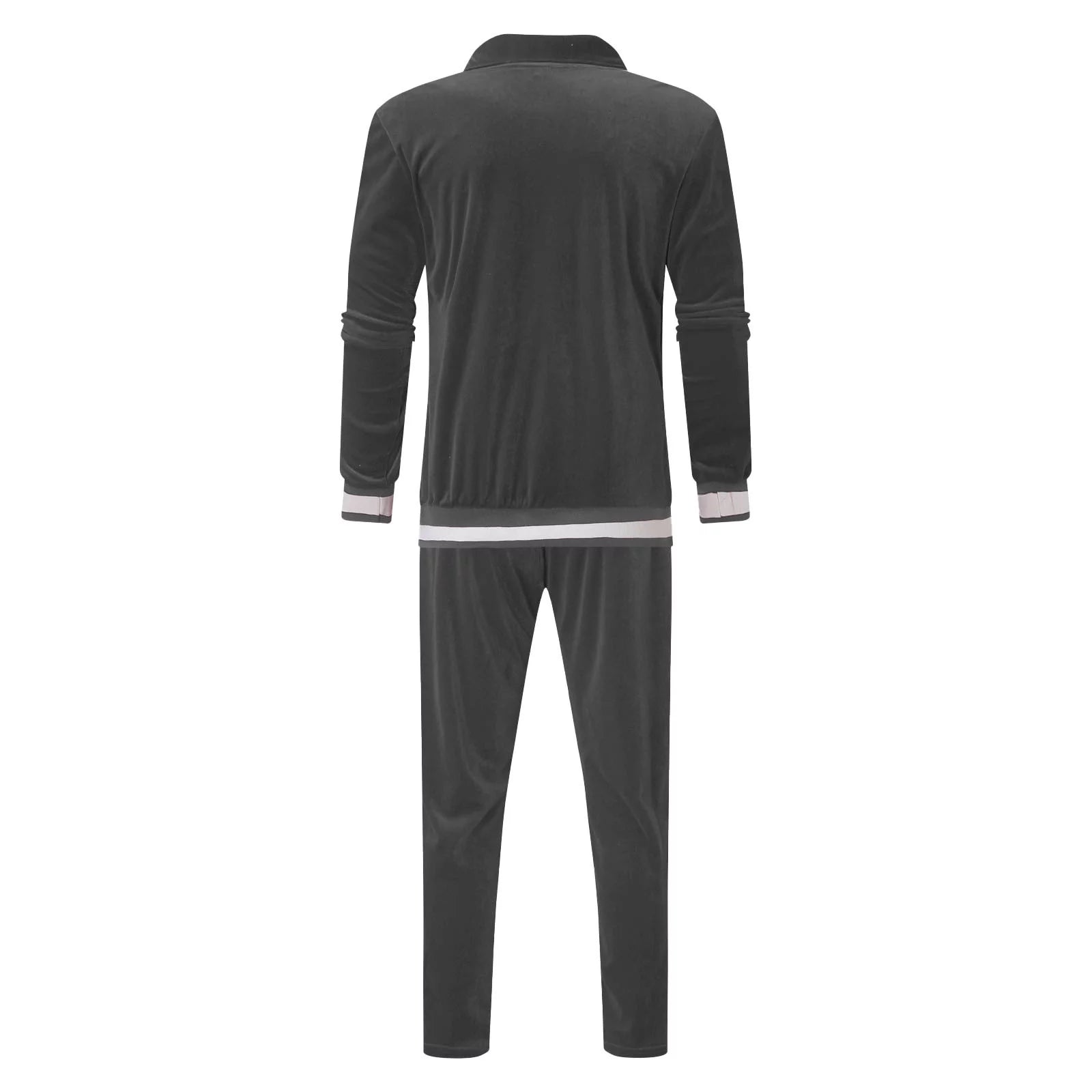 Men's 2023 Velour Tracksuit - Cozy Full-Zip Jacket & Jogger Pants Set for Winter Fitness and Sportswear