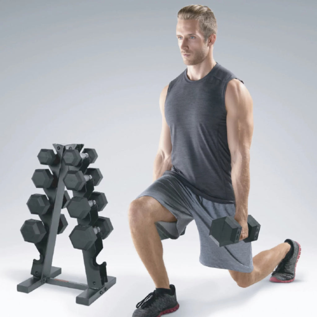 Sleek Black Frame-Style Dumbbell Stand – Holds 5 Pairs for Ultimate Organization