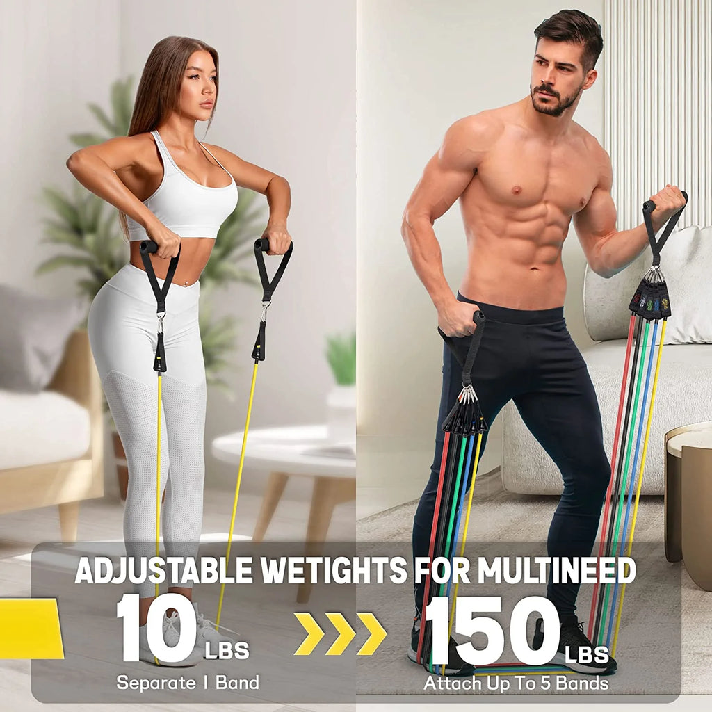 Ultimate 150Lbs Resistance Bands Set - Versatile Exercise Bands with Handles for Home Strength Training for Men and Women!