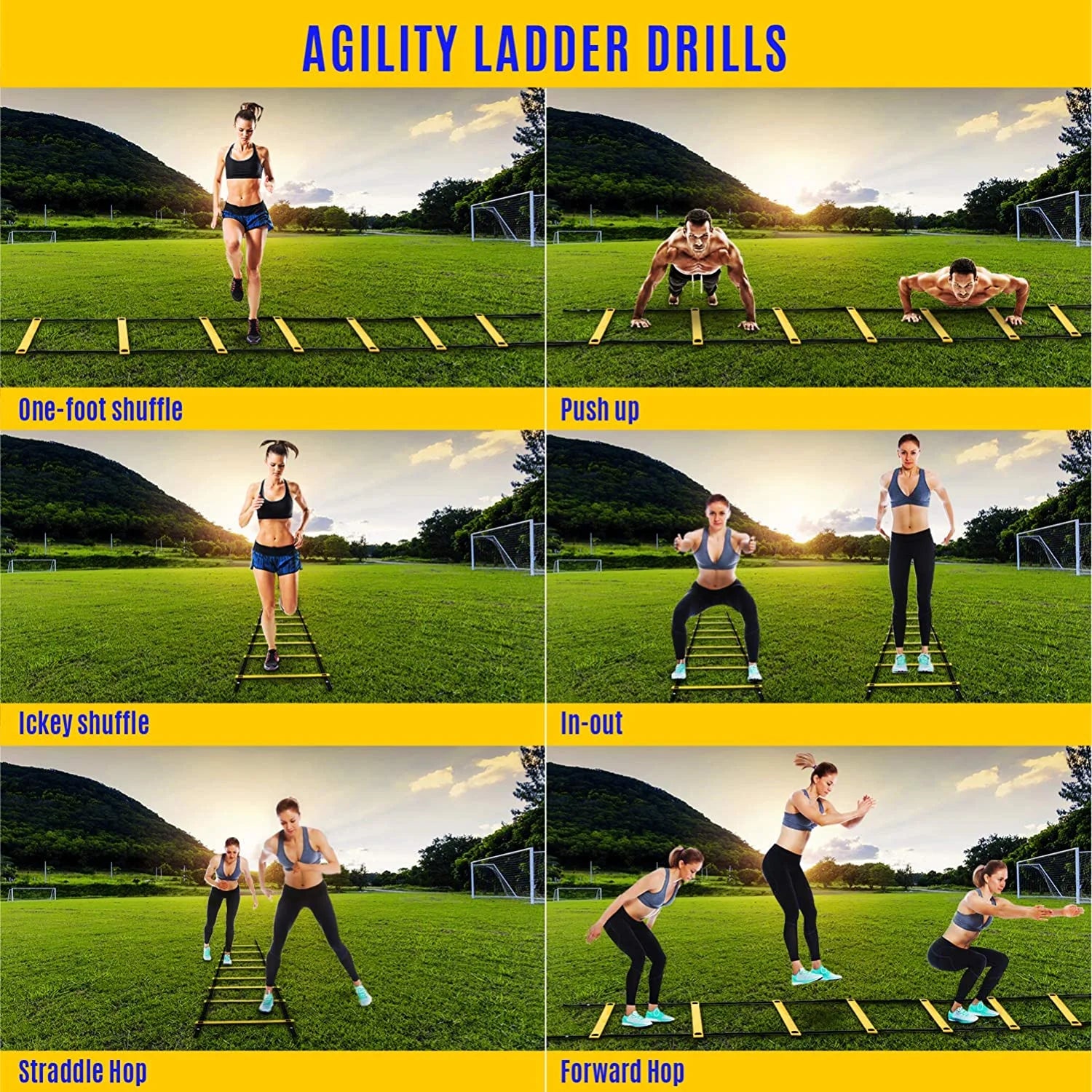Enhance Your Performance with the 8-Rung Speed and Agility Training Ladder - Portable with Carry Bag (Yellow)