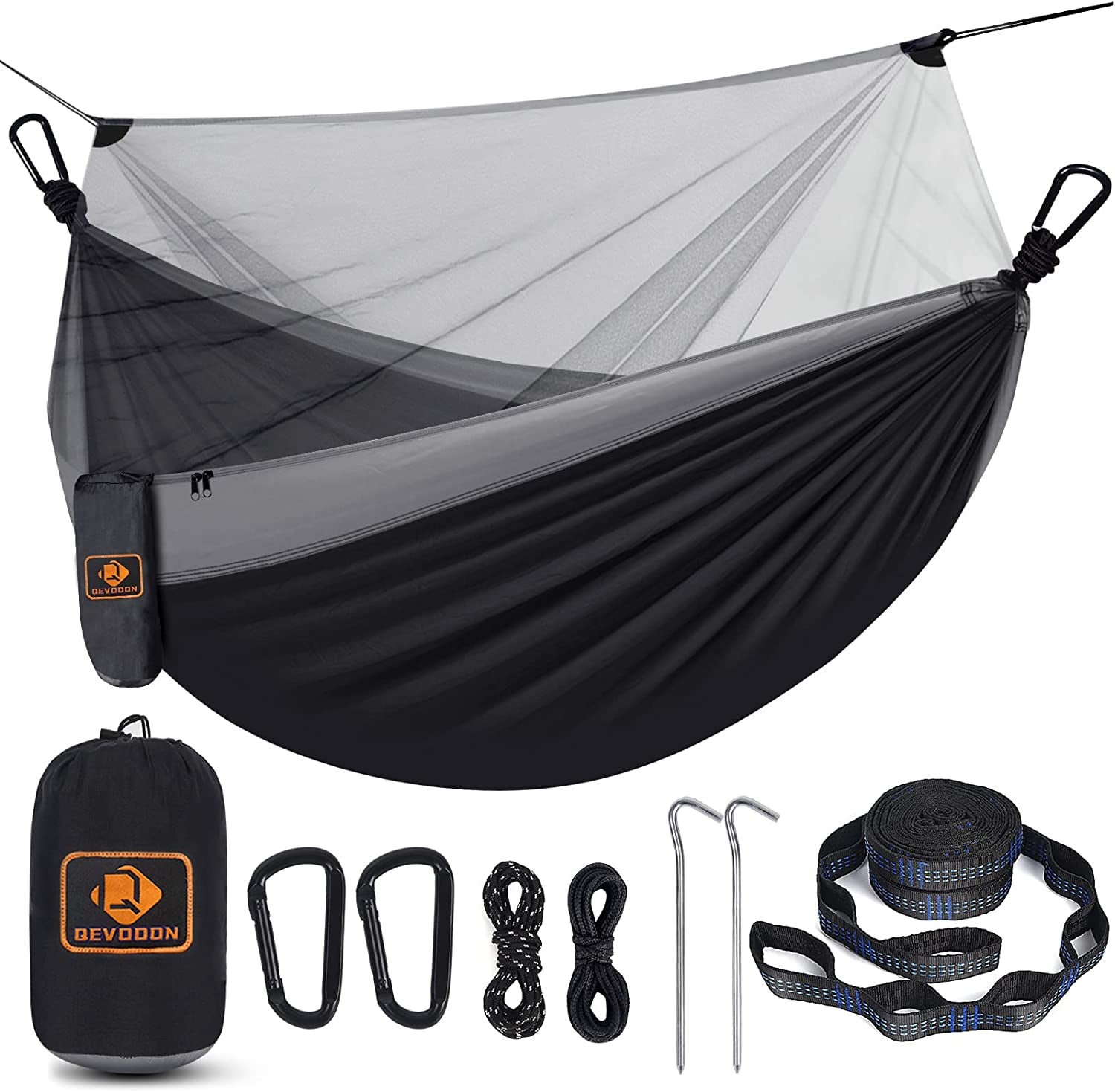 Experience Ultimate Relaxation Outdoors: Lightweight Camping Hammock with Insect Net, Tree Straps & Durable Carabiners for Hiking, Backpacking, and Beach Fun!