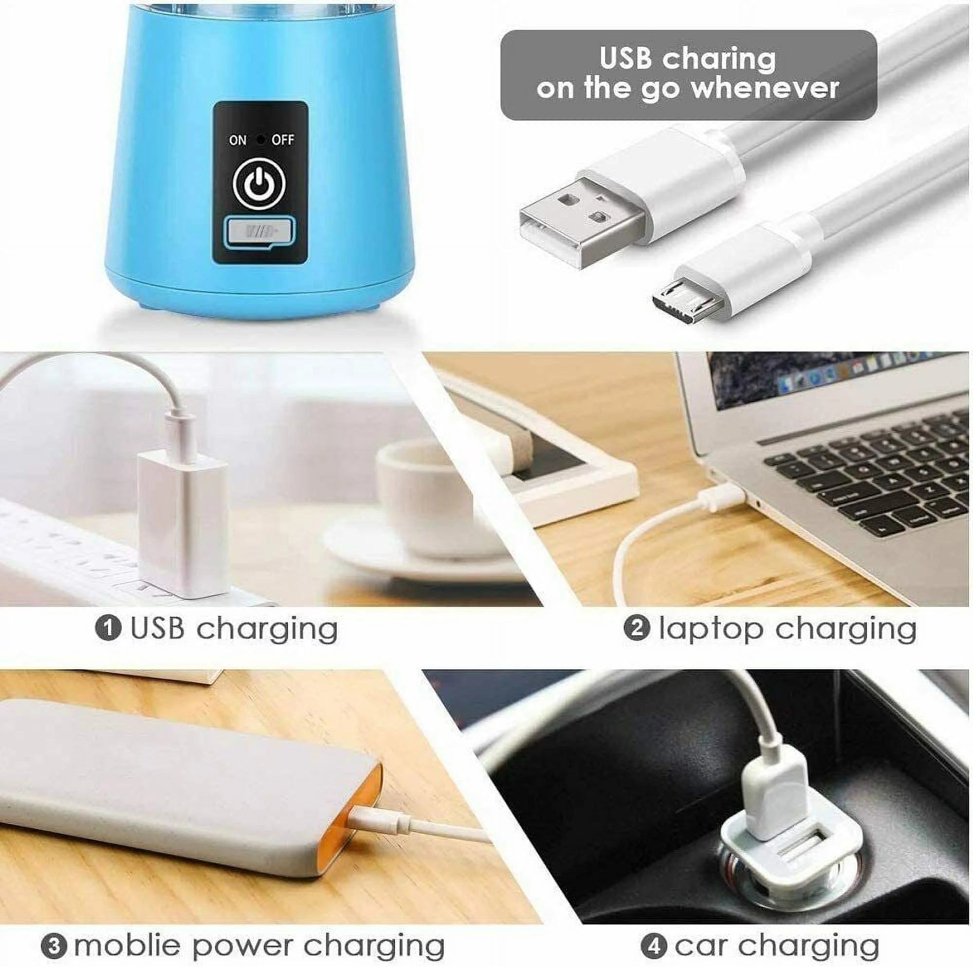 Powerful Portable USB Blender - Rechargeable Personal Juicer for Smoothies and Shakes