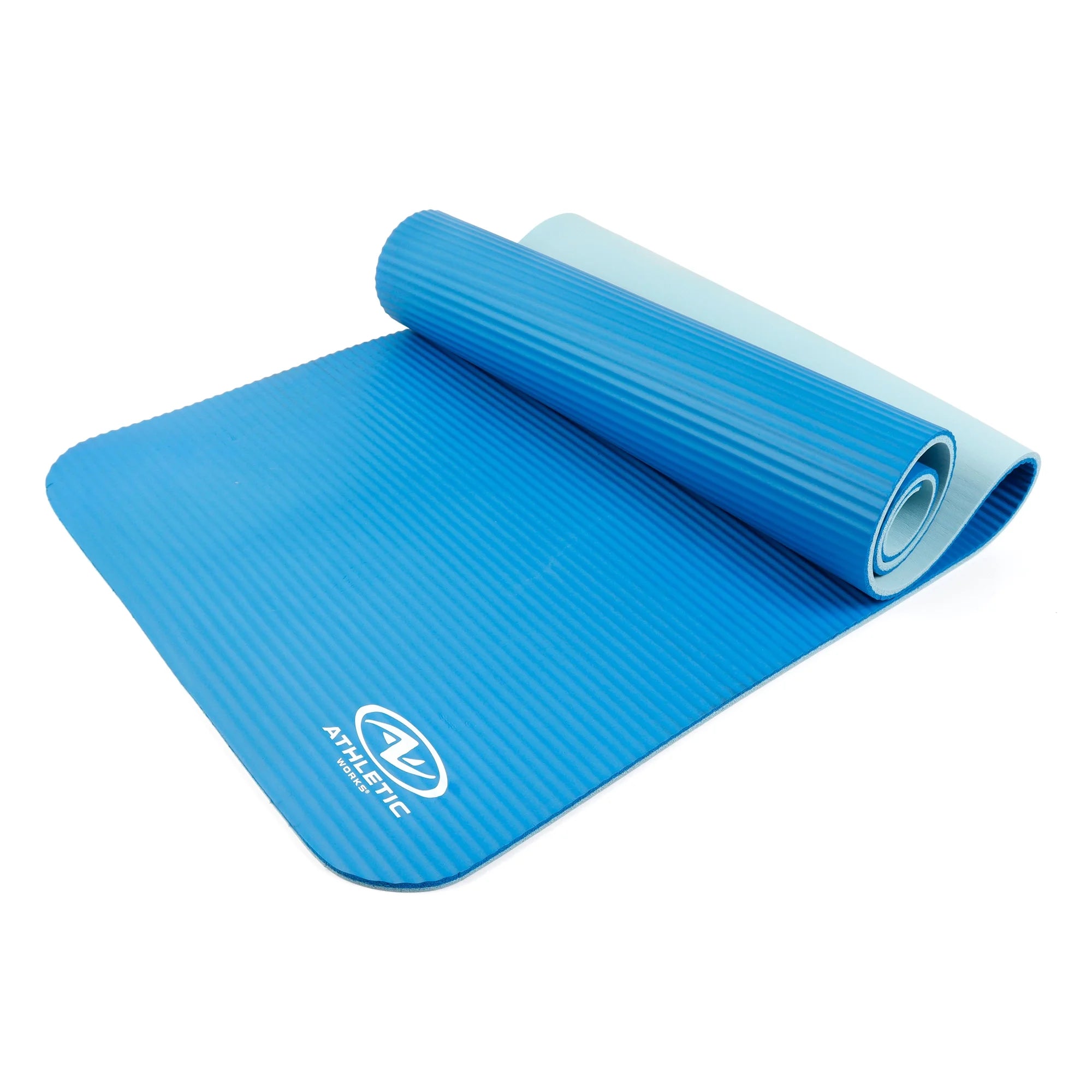 Two Tone 10mm NBR Foam Fitness Mat - 72"x24" with Carry Strap - Blue