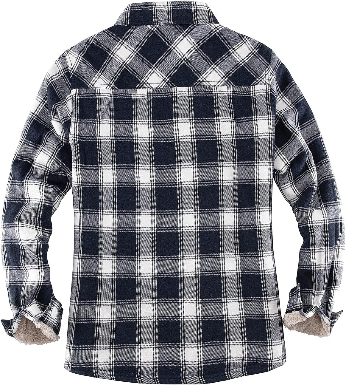 Cozy Women's Sherpa Lined Flannel Jacket with Hand Pockets - Stylish Plaid Button Down Fuzzy Shirt Jacket