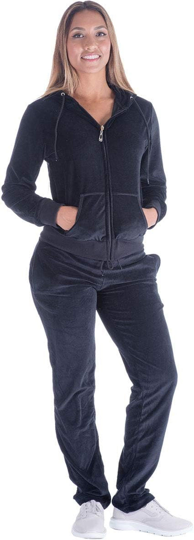 Elevate Your Style: Women's Soft Velour Tracksuit Set - Cozy Joggers & Sweatshirt Combo