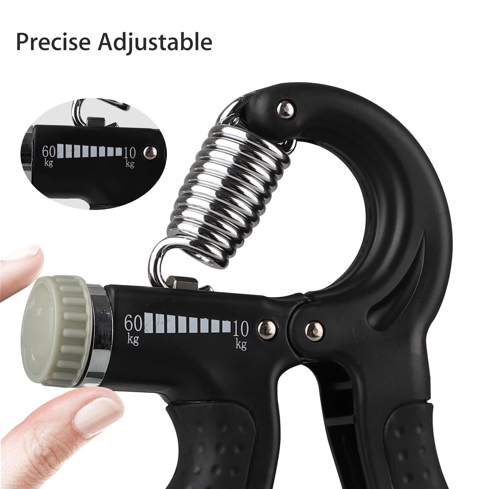 Adjustable Hand Grip Strengthener - Build Powerful Forearms & Fingers with 22-132Lbs Resistance Squeezer, Black