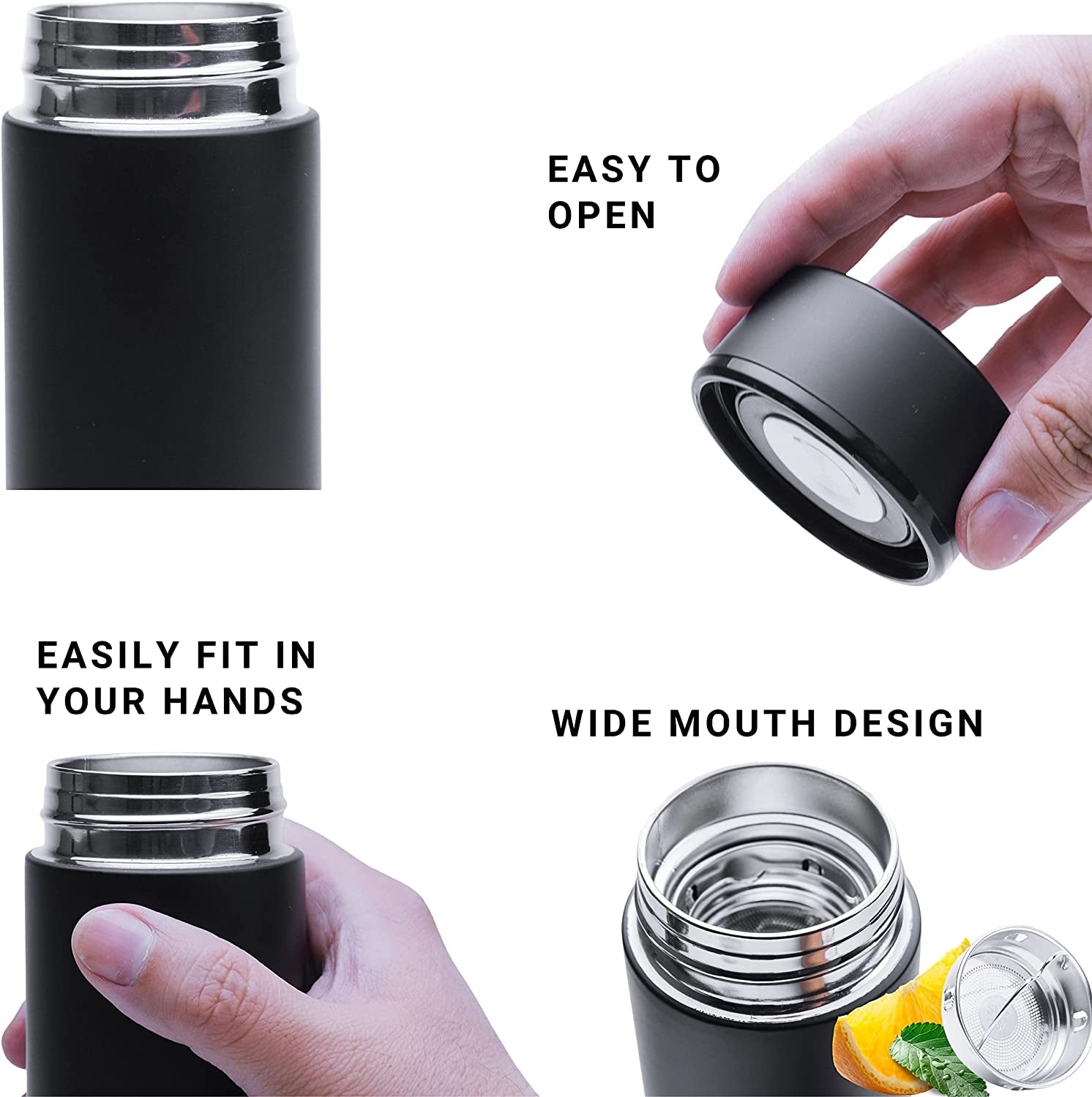 Premium Stainless Steel 17oz Insulated Water Bottle - Vacuum-Sealed Travel & Sports Companion with Lid & Removable Filter for Hot or Cold Beverages