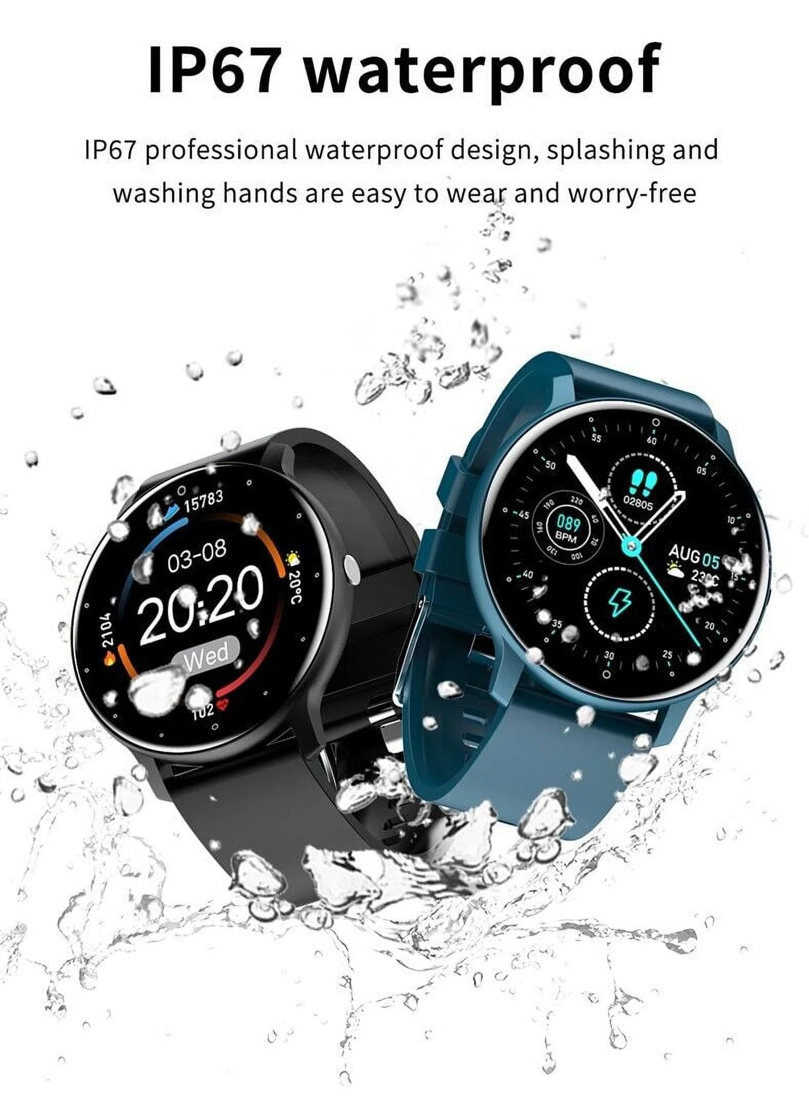 Samsung Galaxy A51 5G Smart Watch - Waterproof Fitness Tracker for Men & Women with HD Touch Screen, Sleep & Heart Rate Monitor - Black