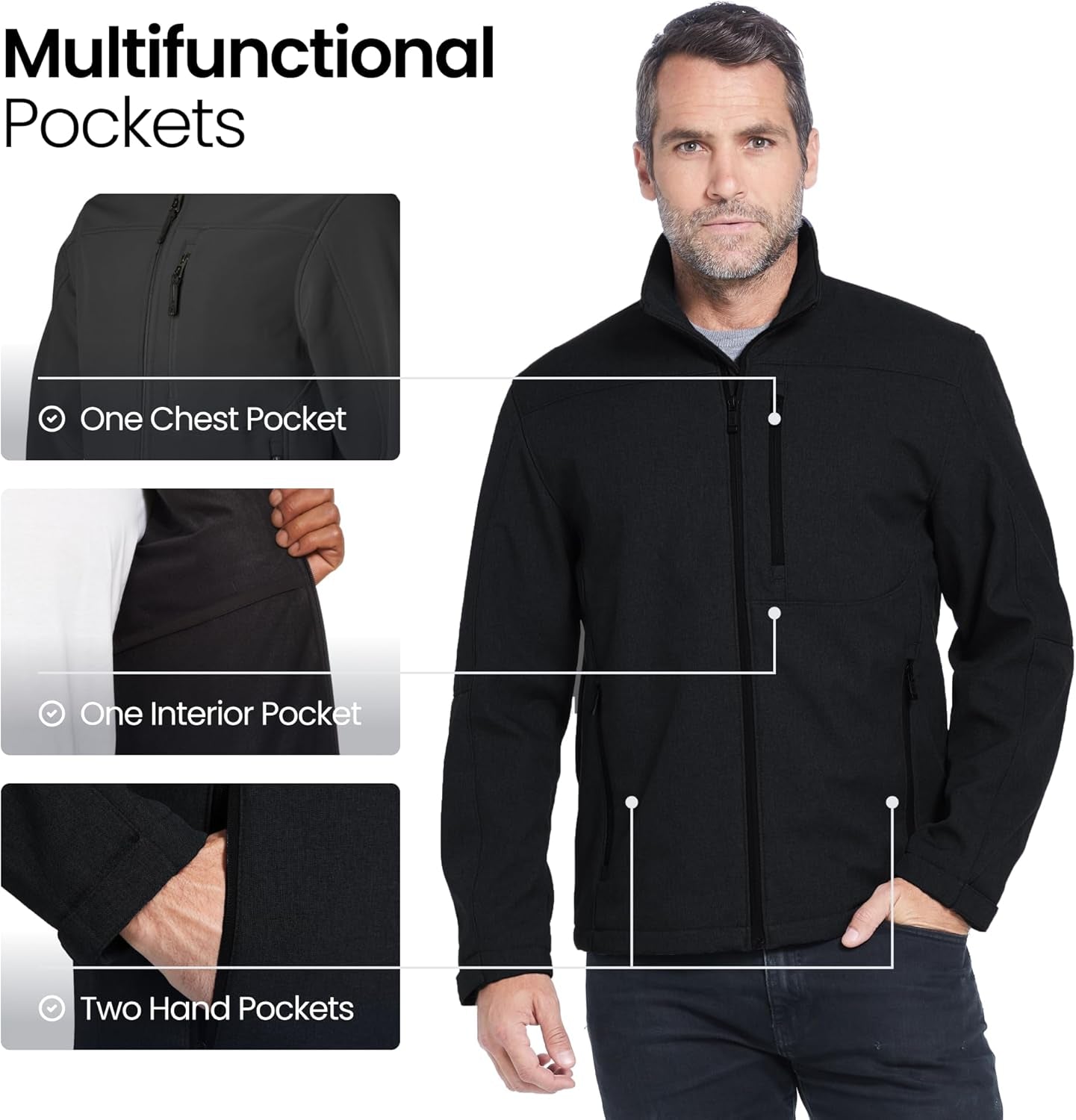 Men's Lightweight Softshell Jacket - Windproof & Waterproof Outdoor Essential