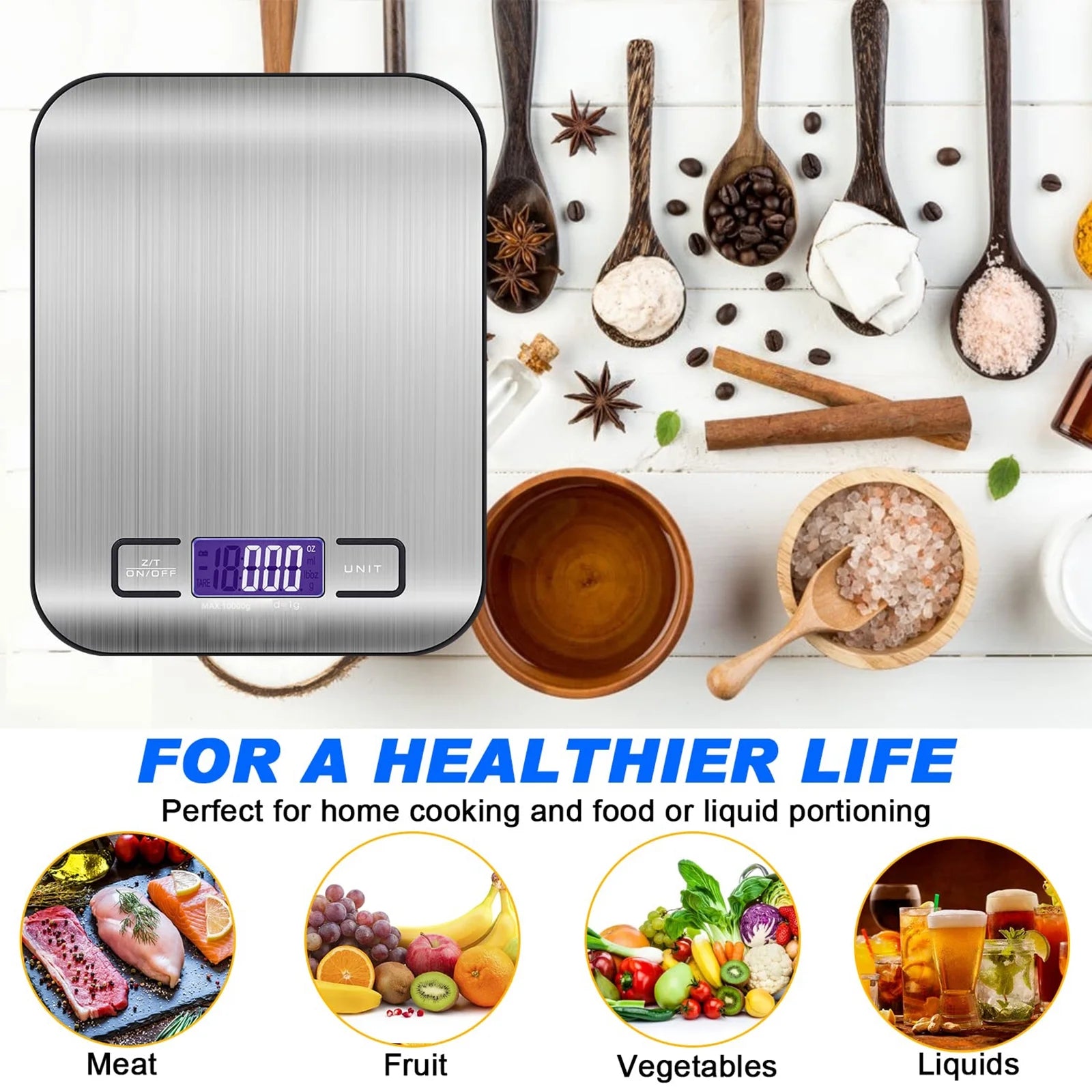 Precision Digital Food Scale - 22Lb Capacity for Grams and Ounces, Perfect for Weight Loss, Baking, Cooking, Keto & Meal Prep with Clear LCD Display