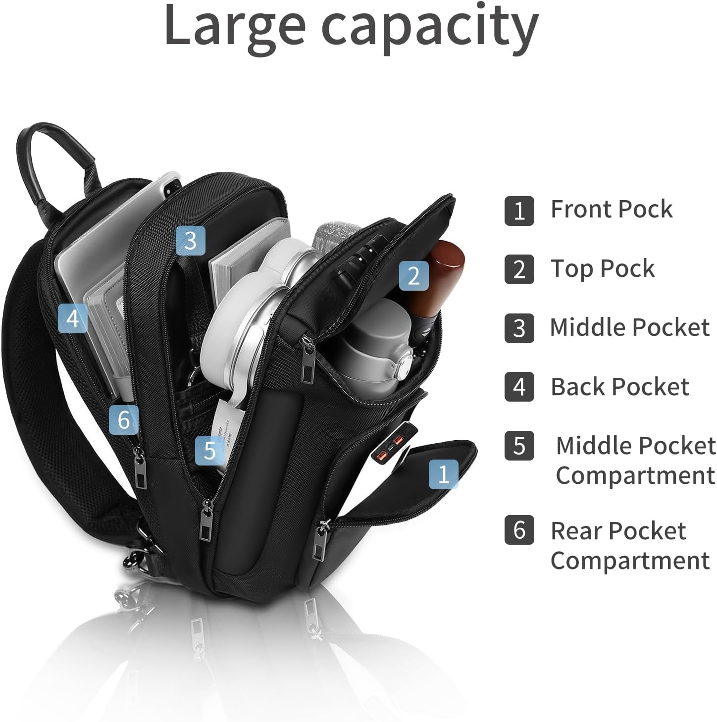Umydeal Gray Sling Backpack - Stylish Crossbody Rucksack for Men, Perfect for Casual Outings
