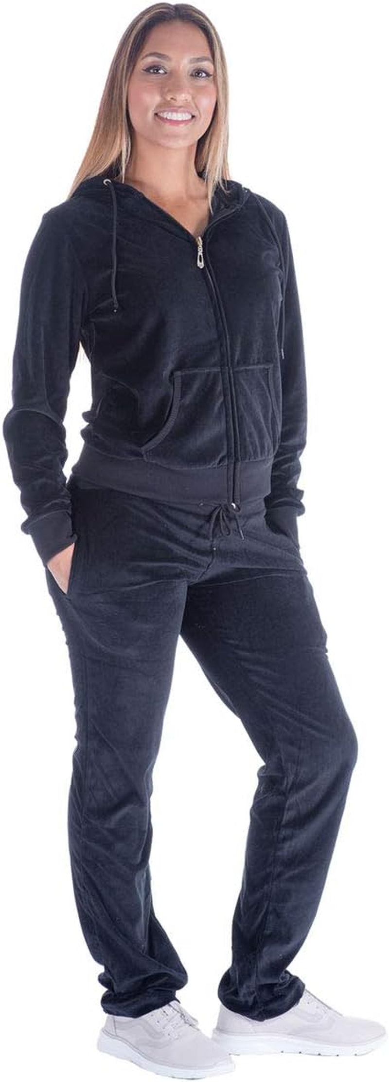 Elevate Your Style: Women's Soft Velour Tracksuit Set - Cozy Joggers & Sweatshirt Combo