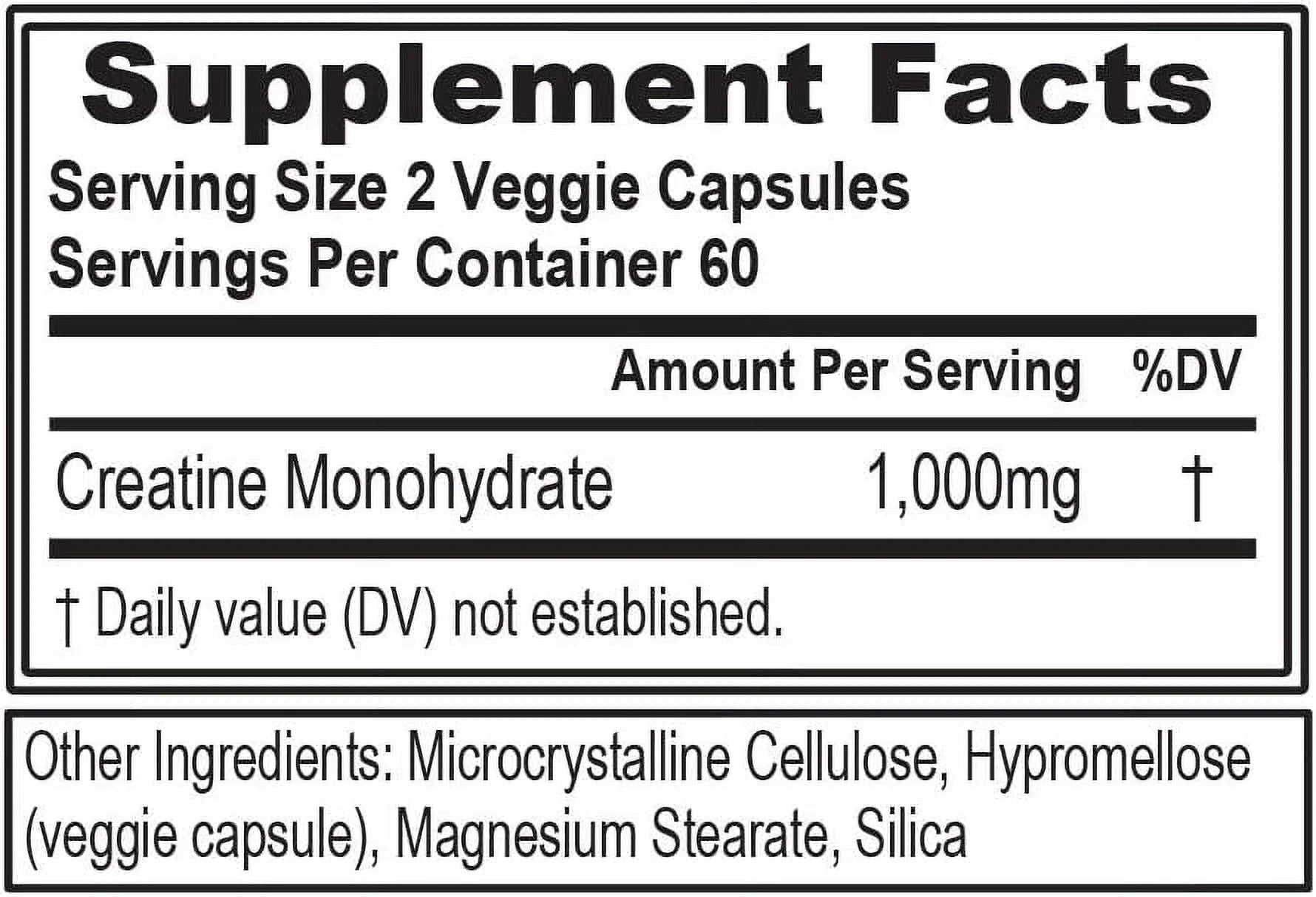 EVL Nutrition Creatine Monohydrate Pills - 2 Pack, 120 Capsules, 1000mg - Muscle Builder & Recovery Supplement