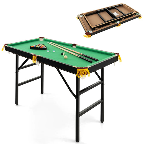 47" Folding Pool Table for Kids - Complete Set with Cues, Brush, and Chalk in Vibrant Green