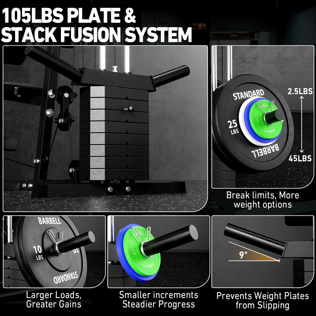 Maximize Your Workout: All-in-One Home Gym System with 105LBS Weight Stack for Total Body Strength Training