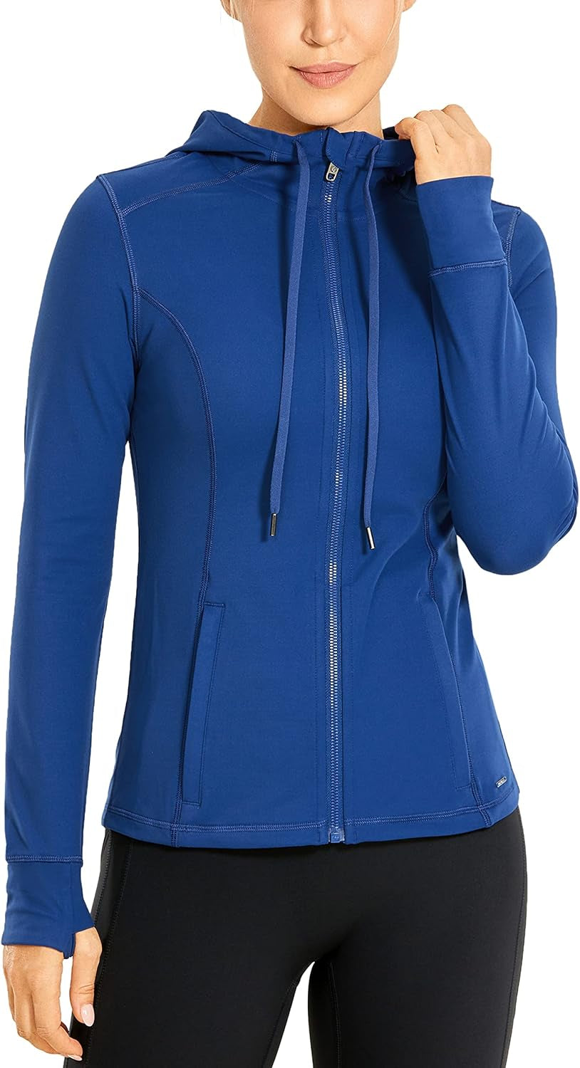 Women's Full Zip Brushed Hoodie Jacket - Stylish Sportswear for Active Workout & Running with Convenient Zip Pockets
