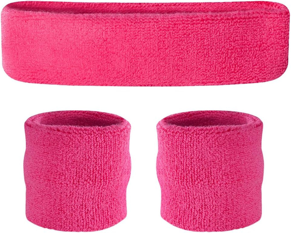 Moisture-Wicking Sweatbands Set - 2 Wristbands & 1 Headband for Basketball, Tennis, Yoga, and Gym – Breathable Terry Cloth for Comfort and Style