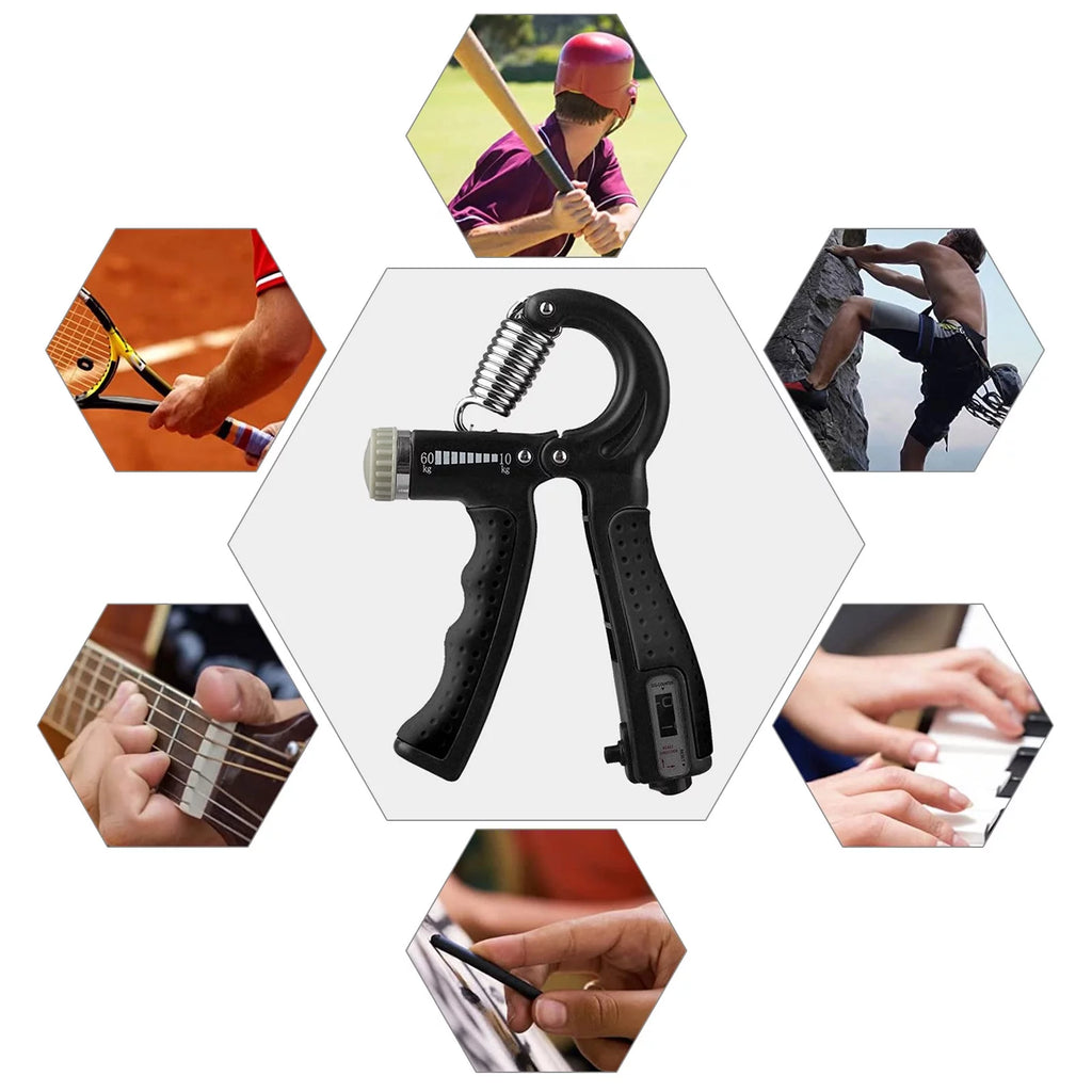 Adjustable Hand Grip Strengthener - Build Powerful Forearms & Fingers with 22-132Lbs Resistance Squeezer, Black