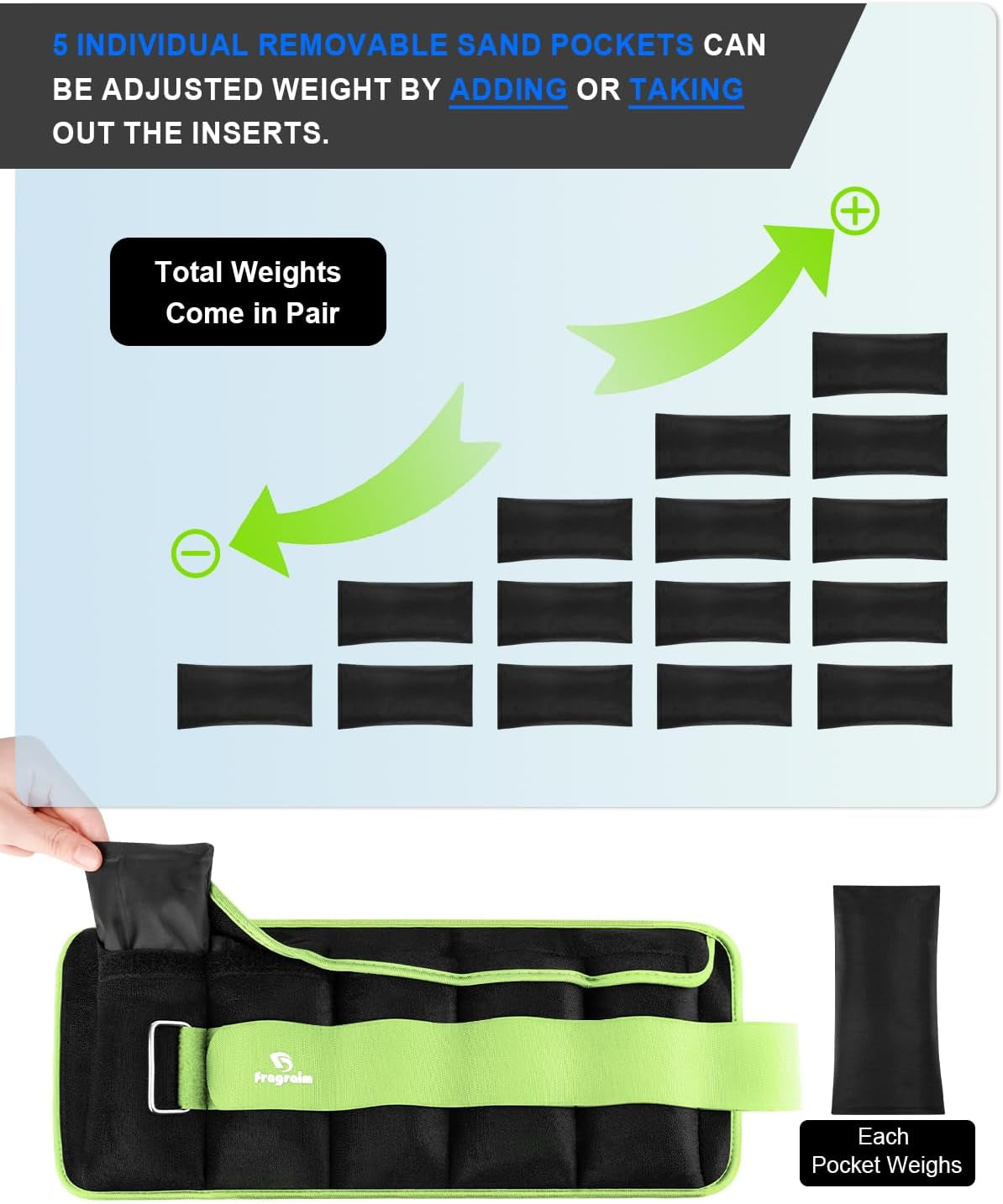 Versatile Adjustable Ankle Weights (1-20 LBS) - Perfect for Jogging, Gymnastics, Aerobics & Physical Therapy with Removable Weights