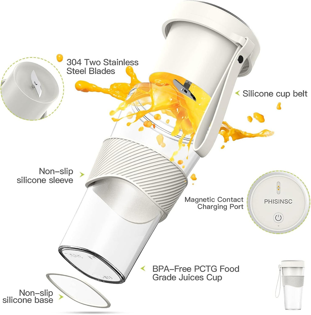 Portable Blender,  Personal Size Blender for Smoothies, Juice and Shakes, 12Oz USB Rechargeable Juice Blender Bottles