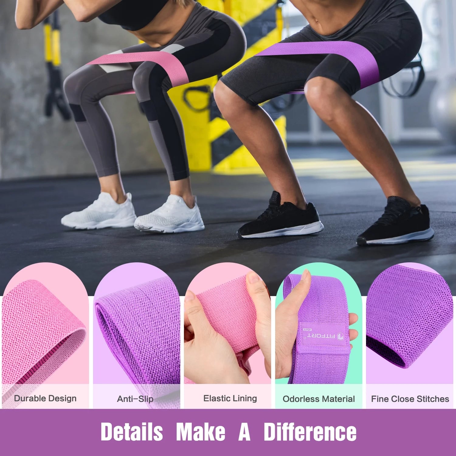 Ultimate Resistance Bands for Glutes and Legs - Non-Slip Elastic Workout Bands for Women, 3 Levels for Effective Squat and Hip Training