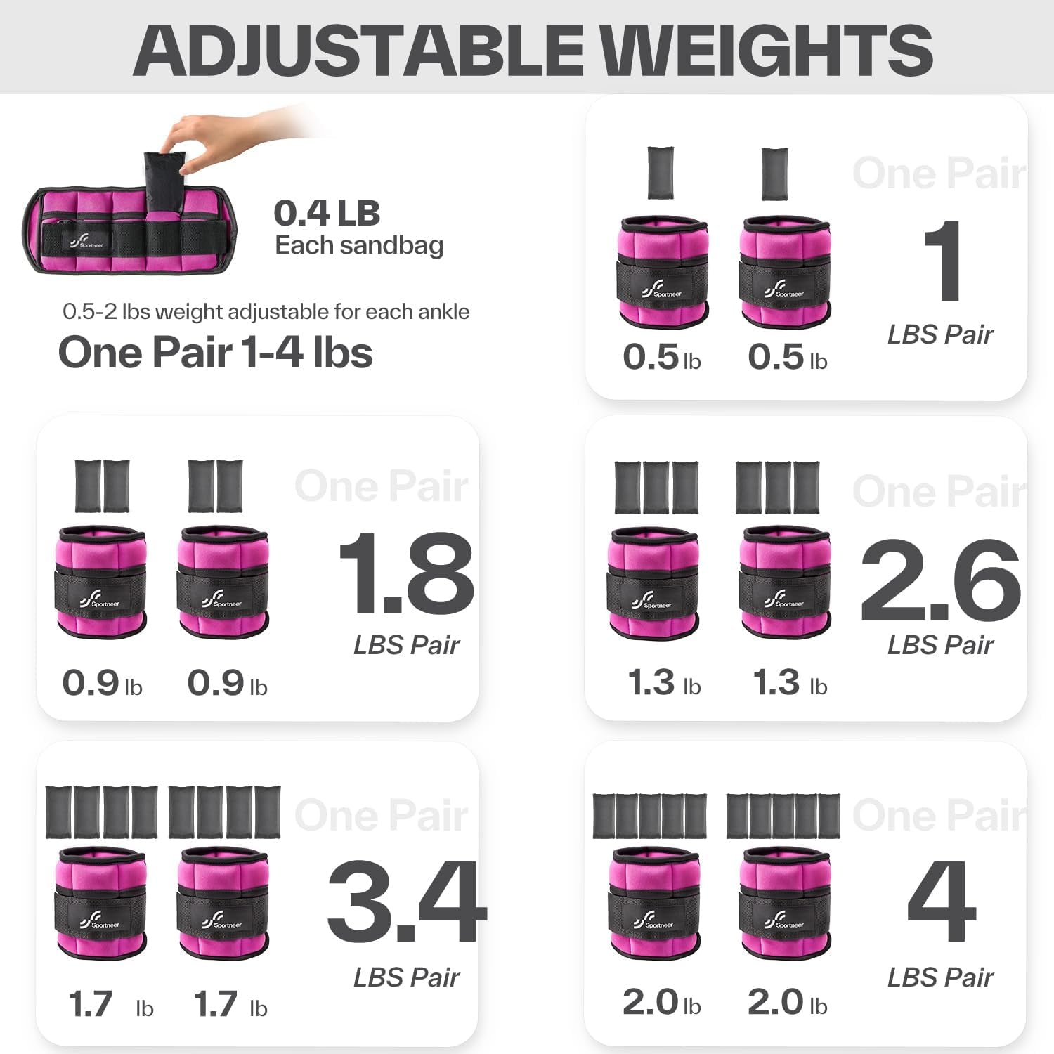 Versatile Adjustable Ankle/Wrist Weights for All Ages - Ideal for Strength Training, Yoga, Walking, Running, Aerobics, and Physical Therapy