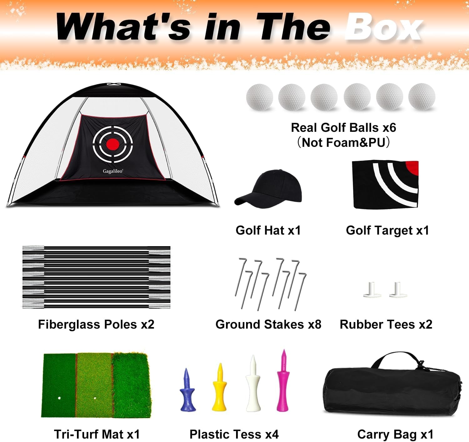 Backyard Golf Net – Perfect Practice for Real Golf Ball Hitting with Turf Mat Target - Ideal Gift for Golfers, Dads, and Husbands!