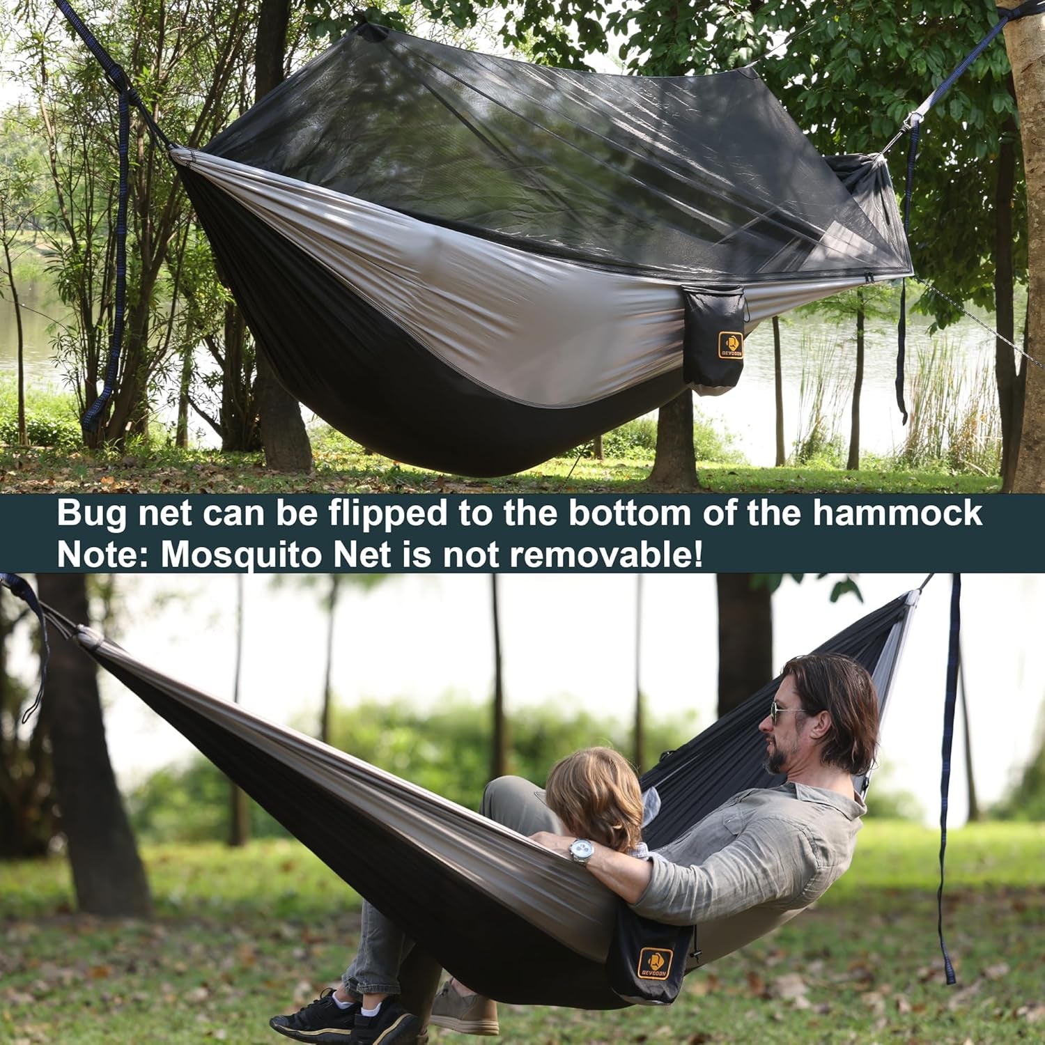 Experience Ultimate Relaxation Outdoors: Lightweight Camping Hammock with Insect Net, Tree Straps & Durable Carabiners for Hiking, Backpacking, and Beach Fun!