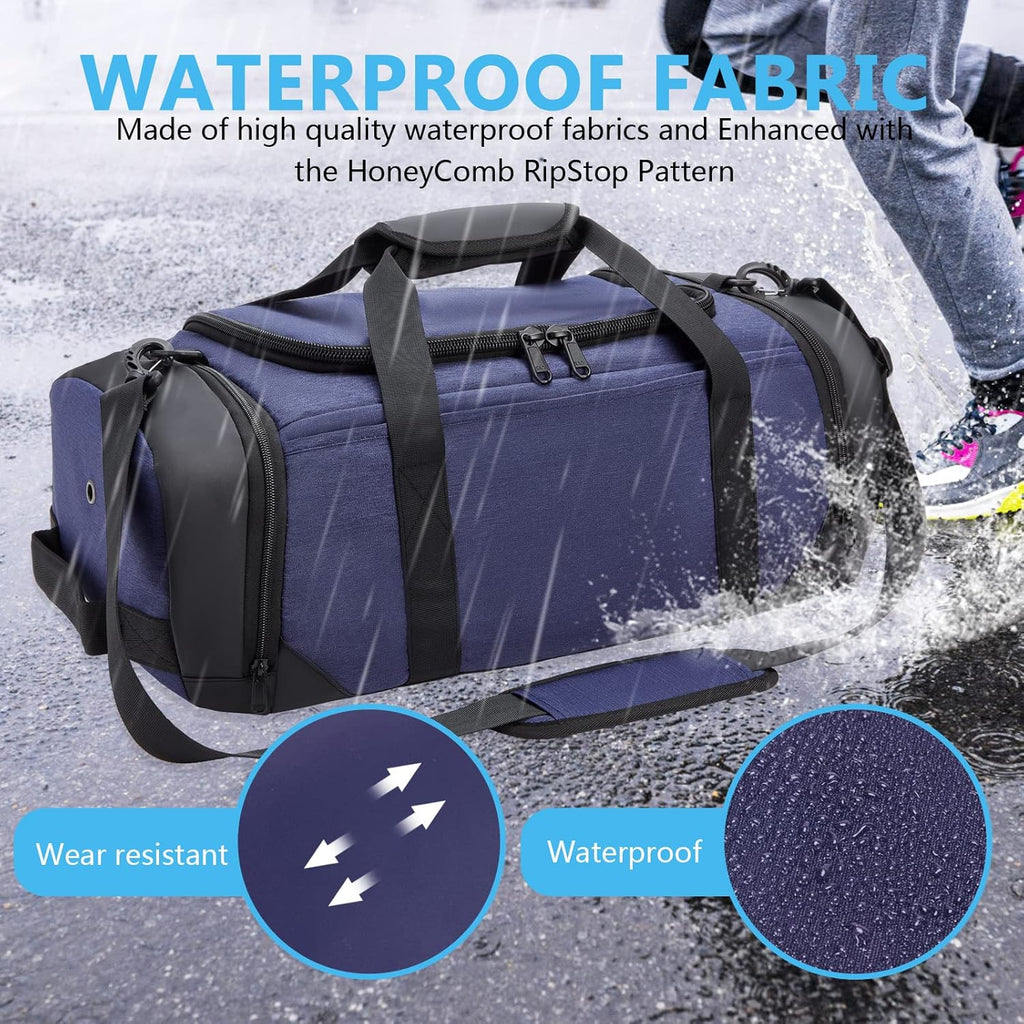 Stylish Water-Resistant Sports Gym Bag with Wet Pocket & Shoe Compartment - Perfect Travel Duffel for Active Men and Women (Medium, Blue)